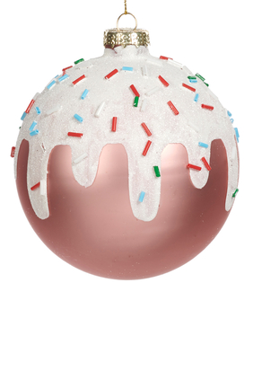 زينة بتصميم كرة زجاجية بطبقة ثلجية لشجرة الكريسماس