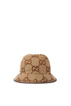 قبعة باكيت قنب بنقشة شعار حرفي GG بحجم كبير