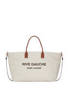 حقيبة تسوق ماكسي قماش قنب بطبعة Rive Gauche