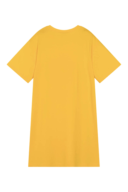 فستان بطبعة زهرة وشعار الماركة للأطفال