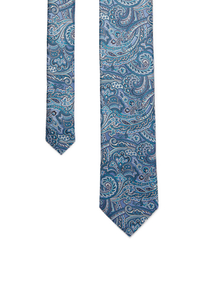 Mid Blue Paisley Silk Tie