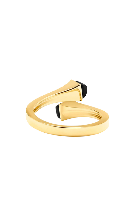 Cleo 18K YG Black Onyx and Diamond Slim Ring:Yellow Gold:6