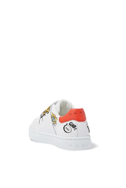 حذاء سنيكرز بقعة شعار الماركة جلد للأطفال