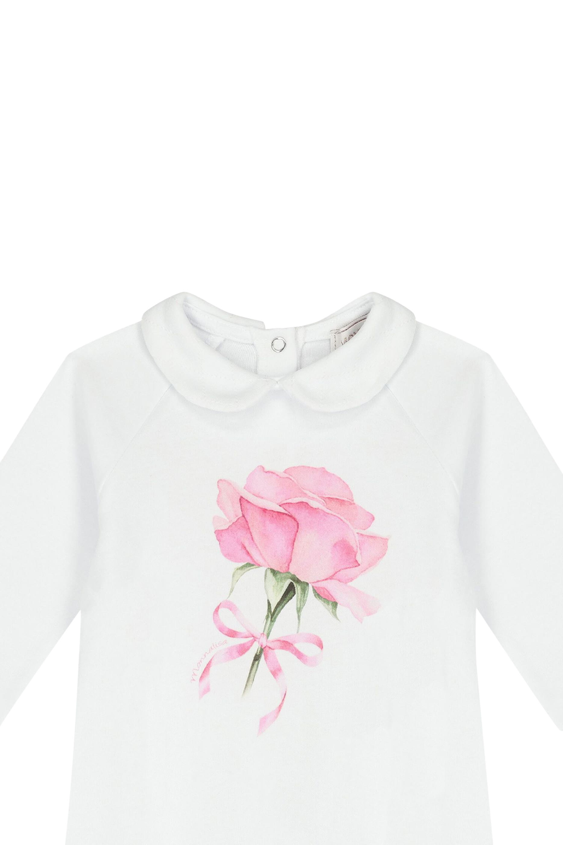 طقم بودي سوت بنقشة ورد قطن للأطفال، 3 قطع