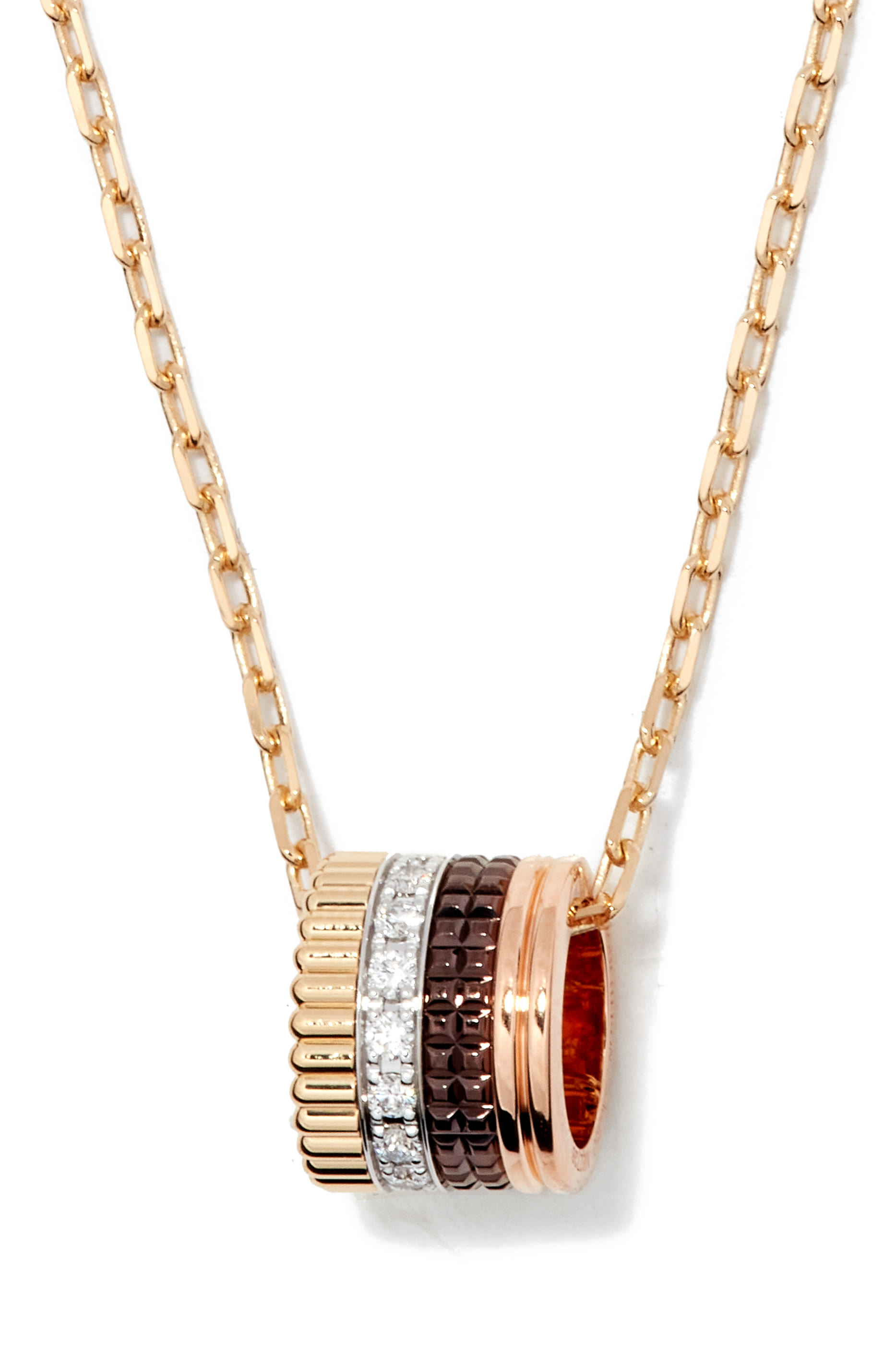 قلادة كاتر كلاسيك بدلاية مرصعة بالماس ذهب مختلط عيار 18 