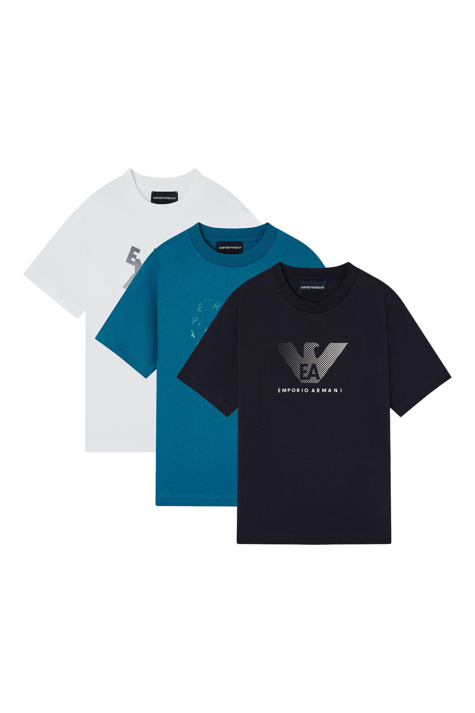 طقم تيشيرت بشعار الماركة للأطفال، 3 قطع