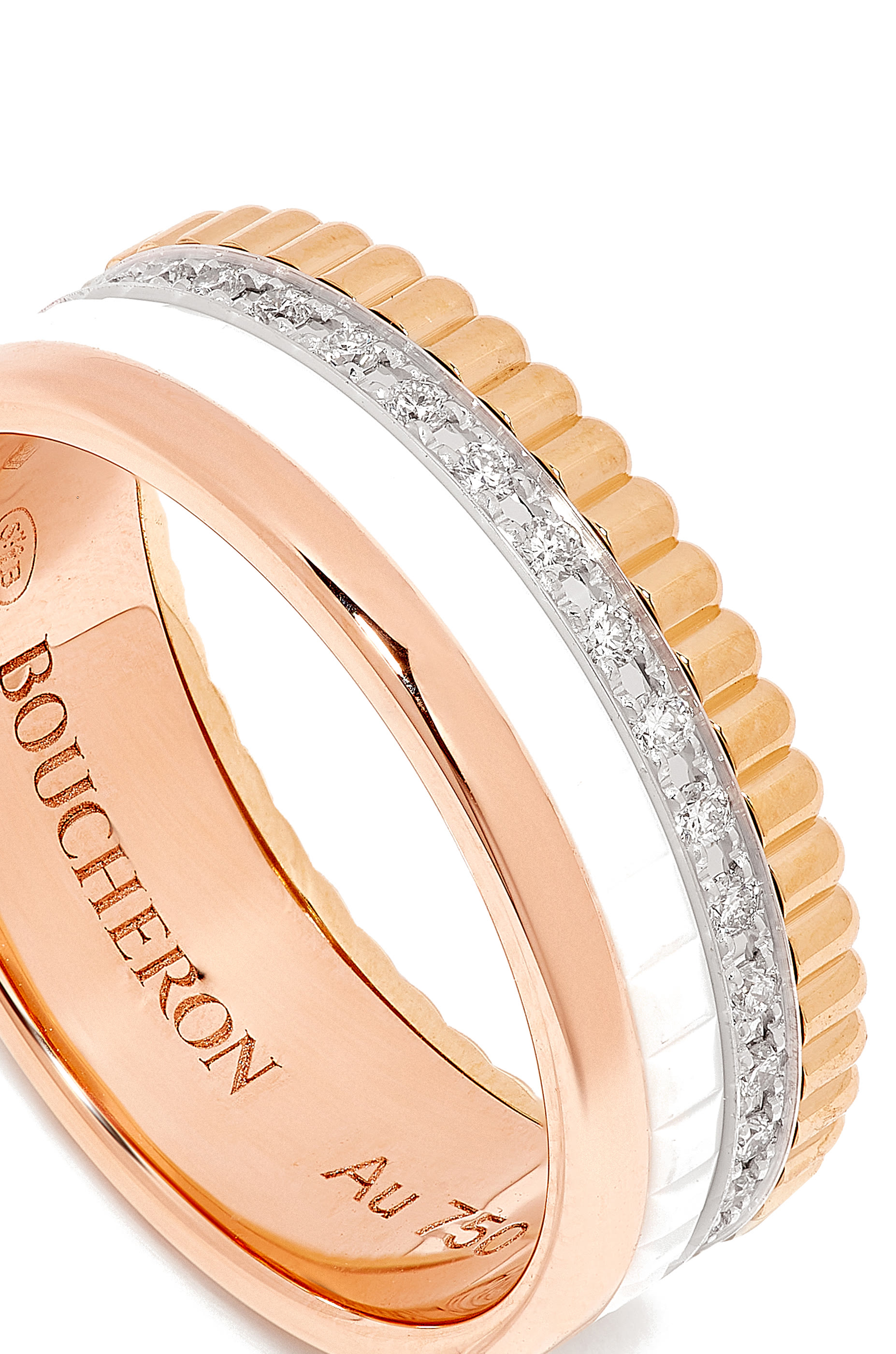 خاتم كاتر إصدار وايت مرصع بالماس مقاس S ذهب مختلط عيار 18