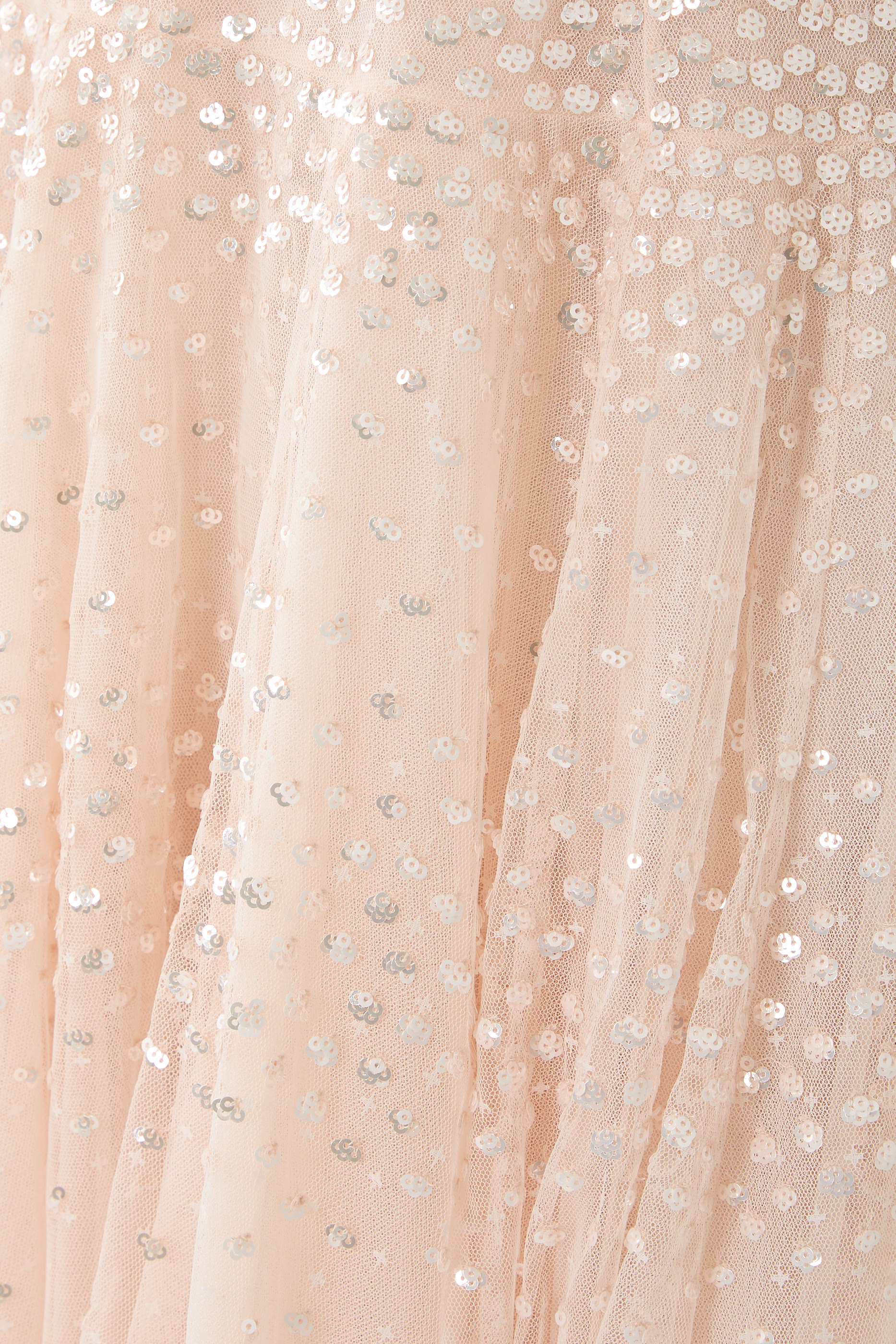 فستان سهرة سن رايز بطول الكاحل بياقة قلب وترتر