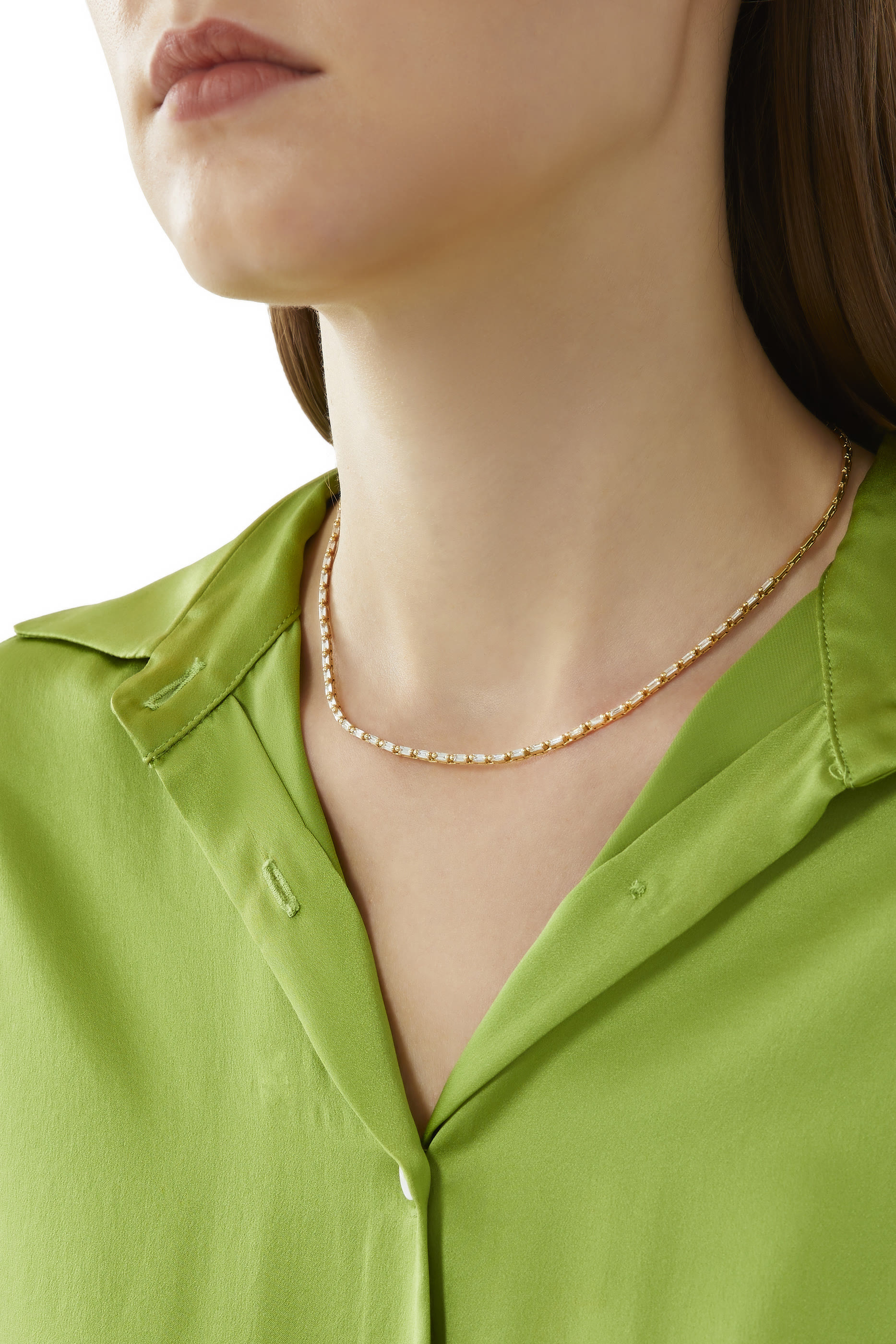 قلادة تنس مرصعة بالماس ذهب أصفر عيار 18