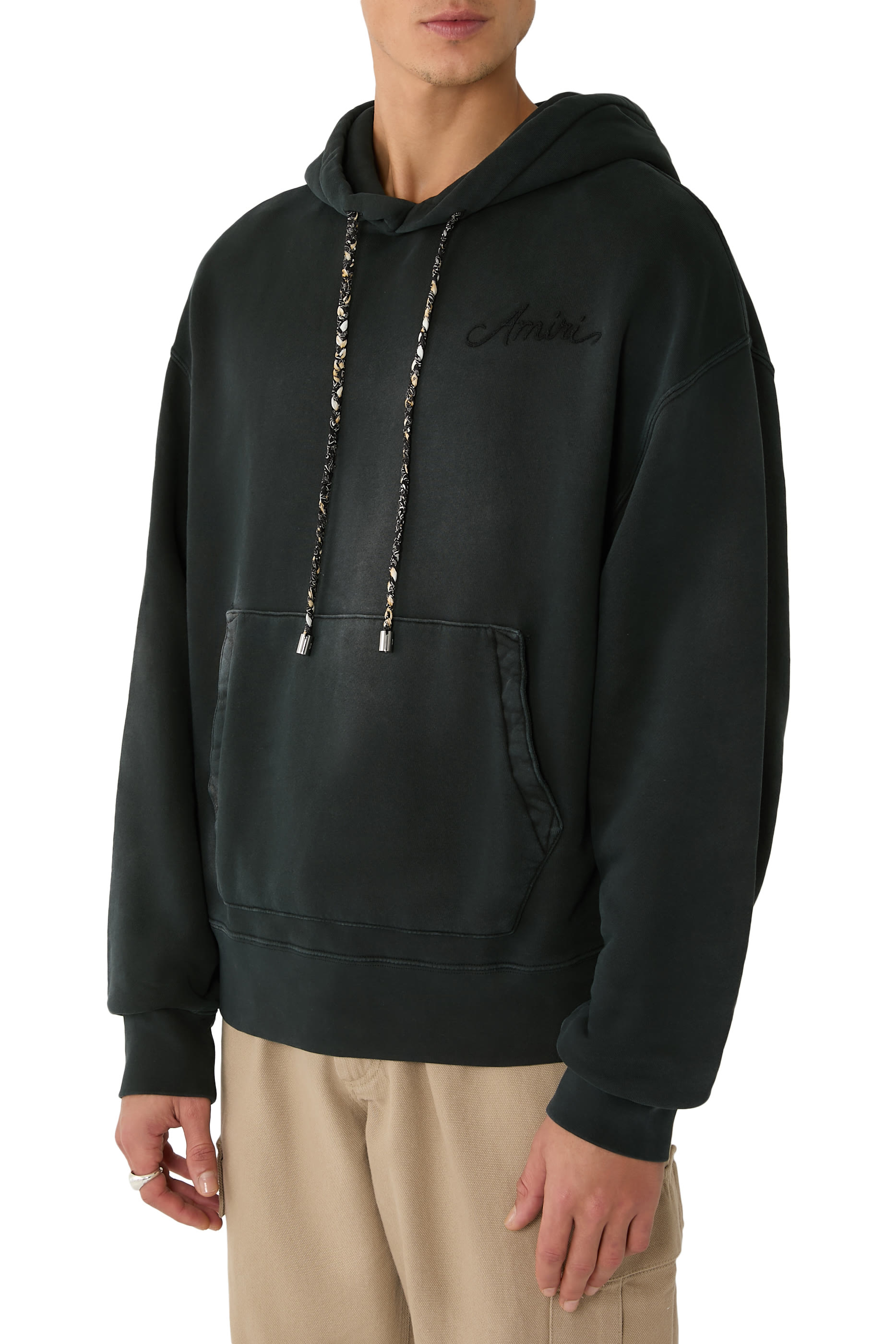  هودي بقصة فضفاضة باندانا بلون باهت