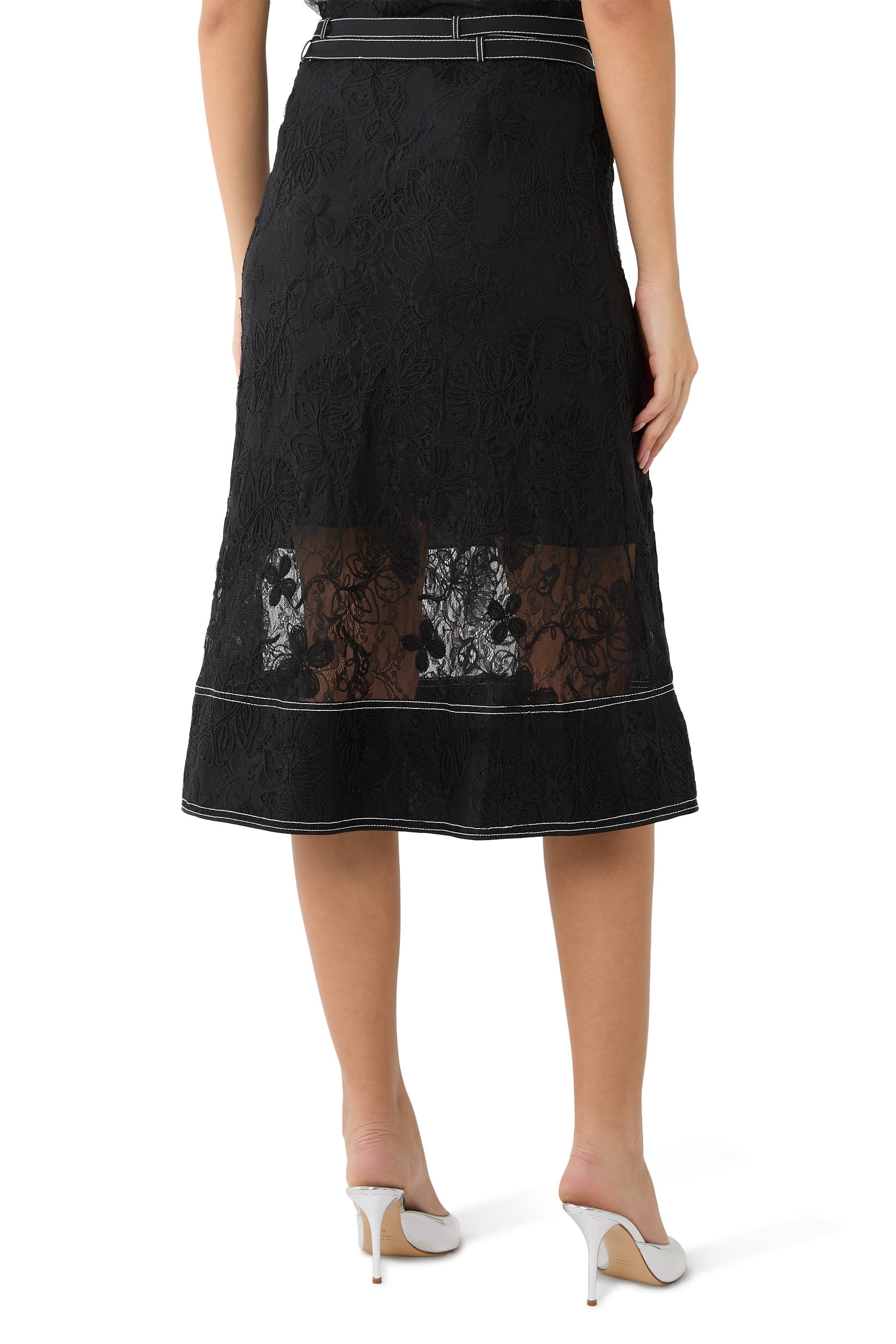  Floral Lace Midi Skirt