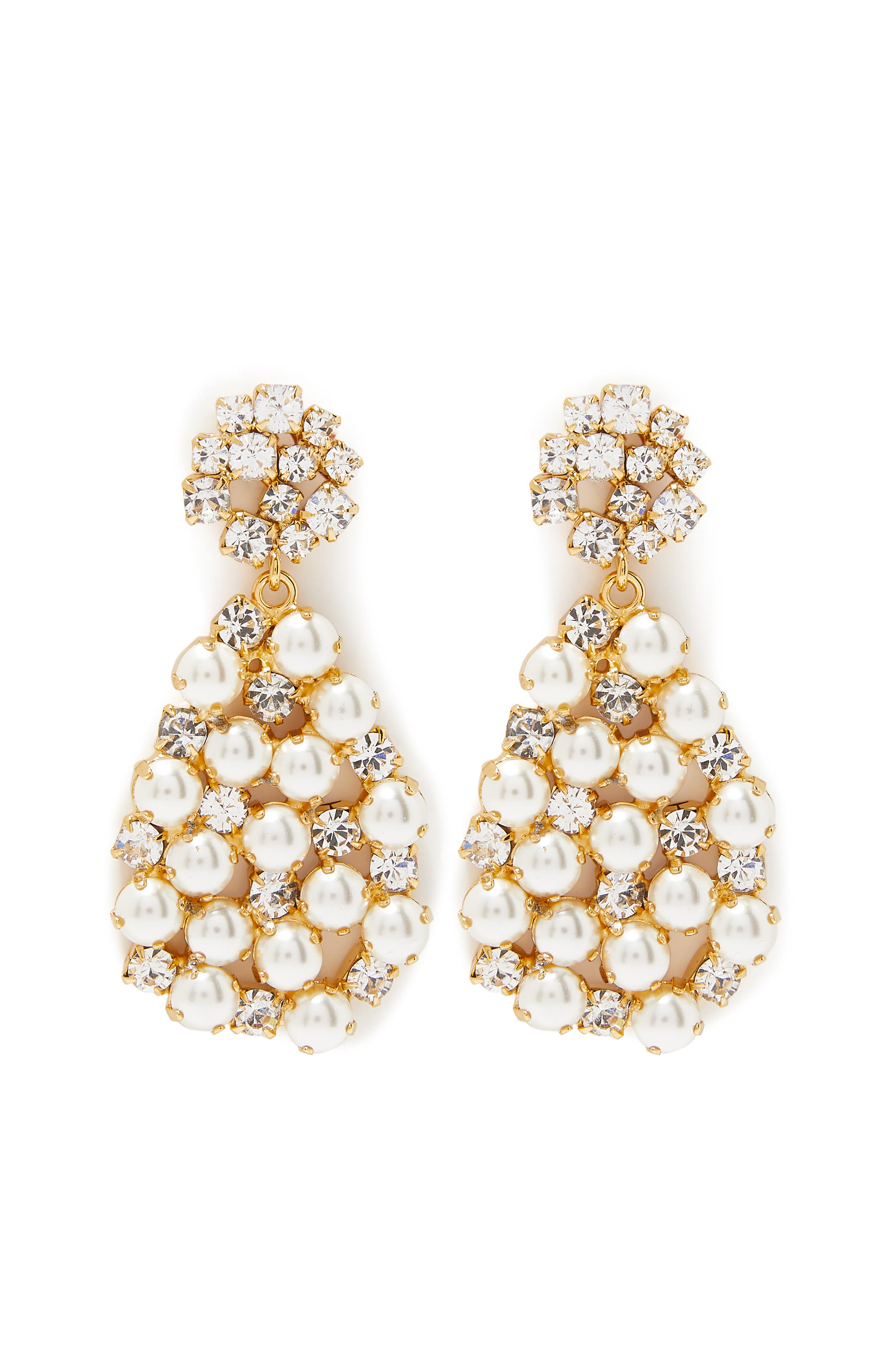 أقراط أول أوف مي مزينة باللؤلؤ مطلية بالذهب