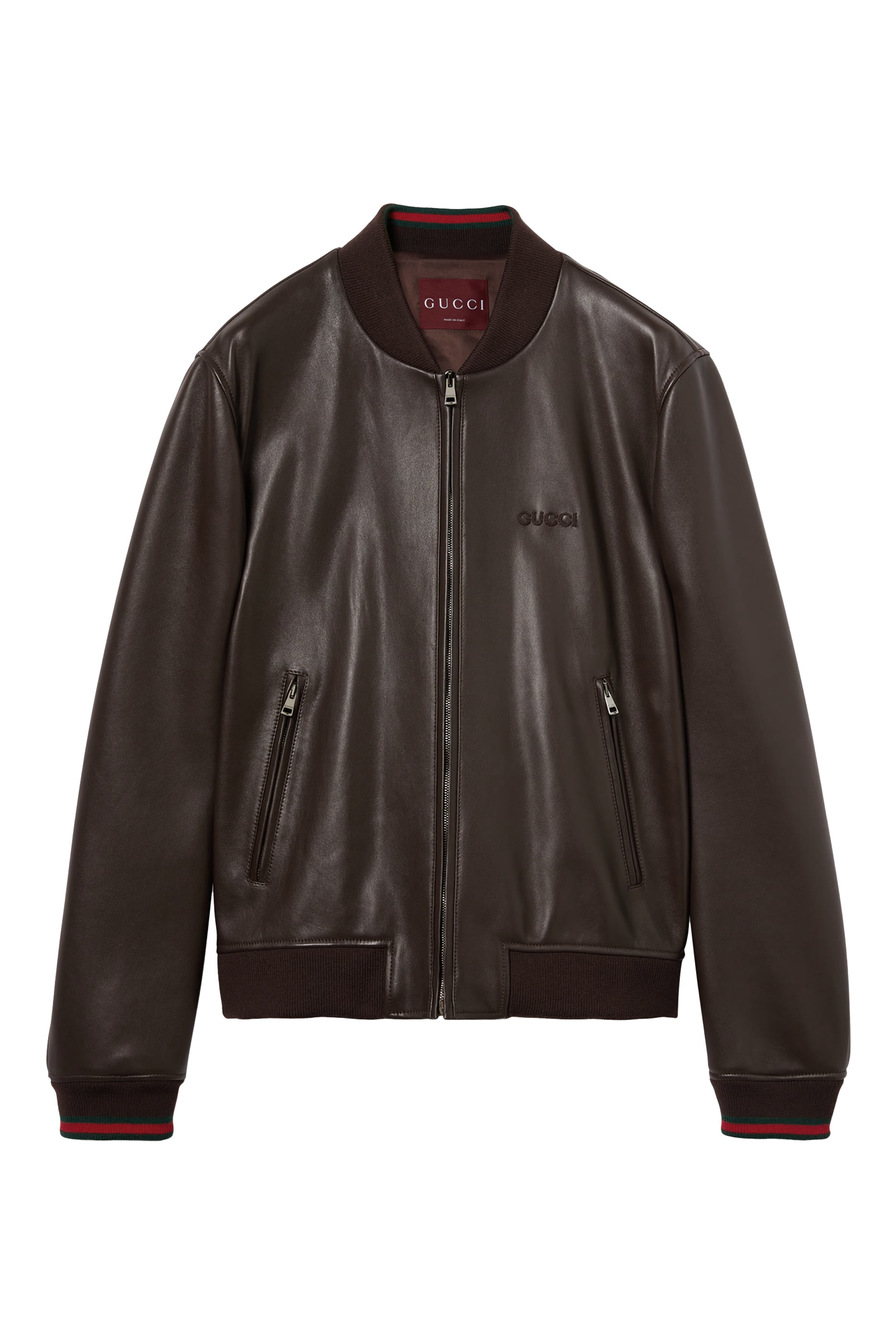 جاكيت بومبر مطرز جلد