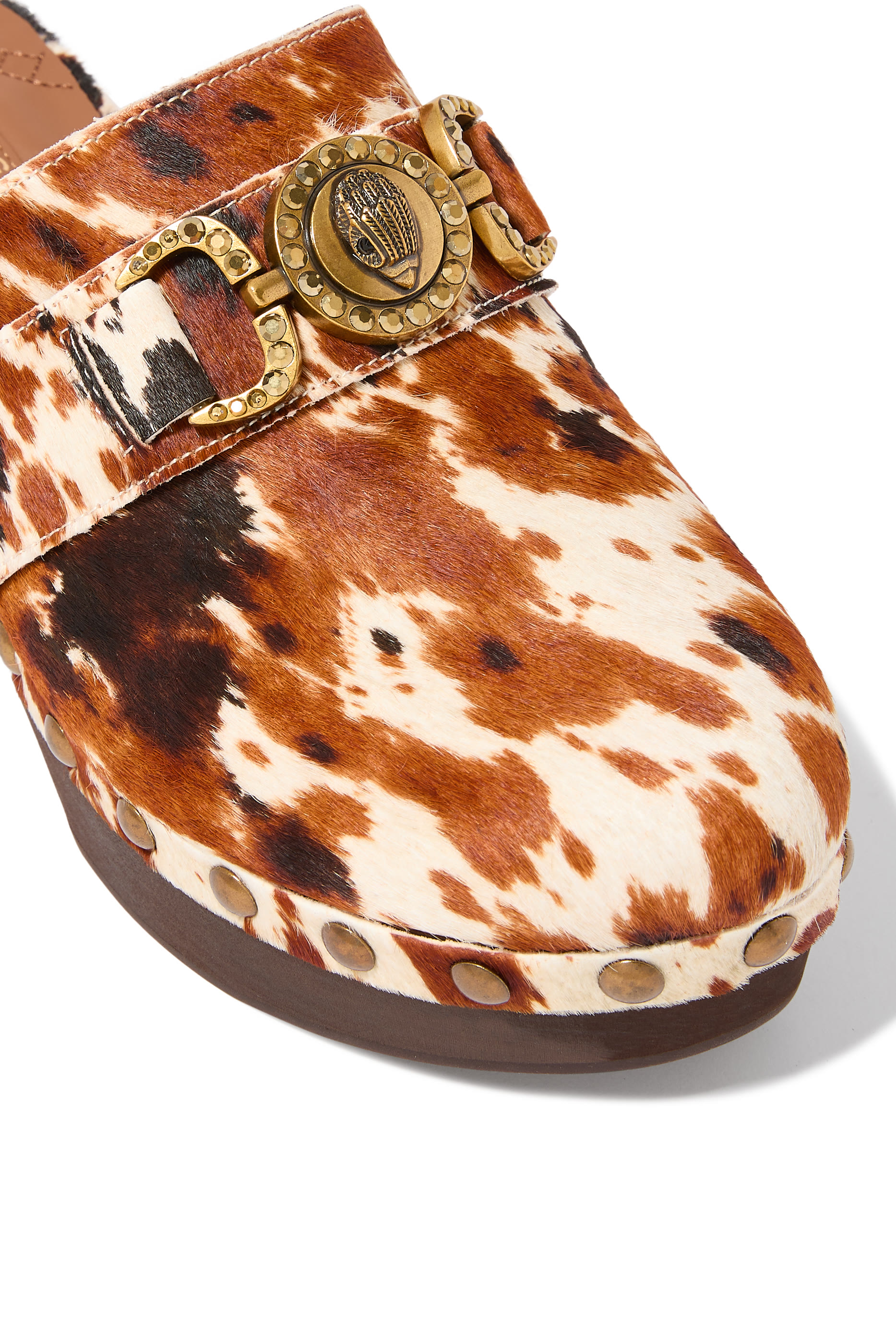 حذاء مانشن مفتوح 65 بنقشة حيوانية جلد عجل