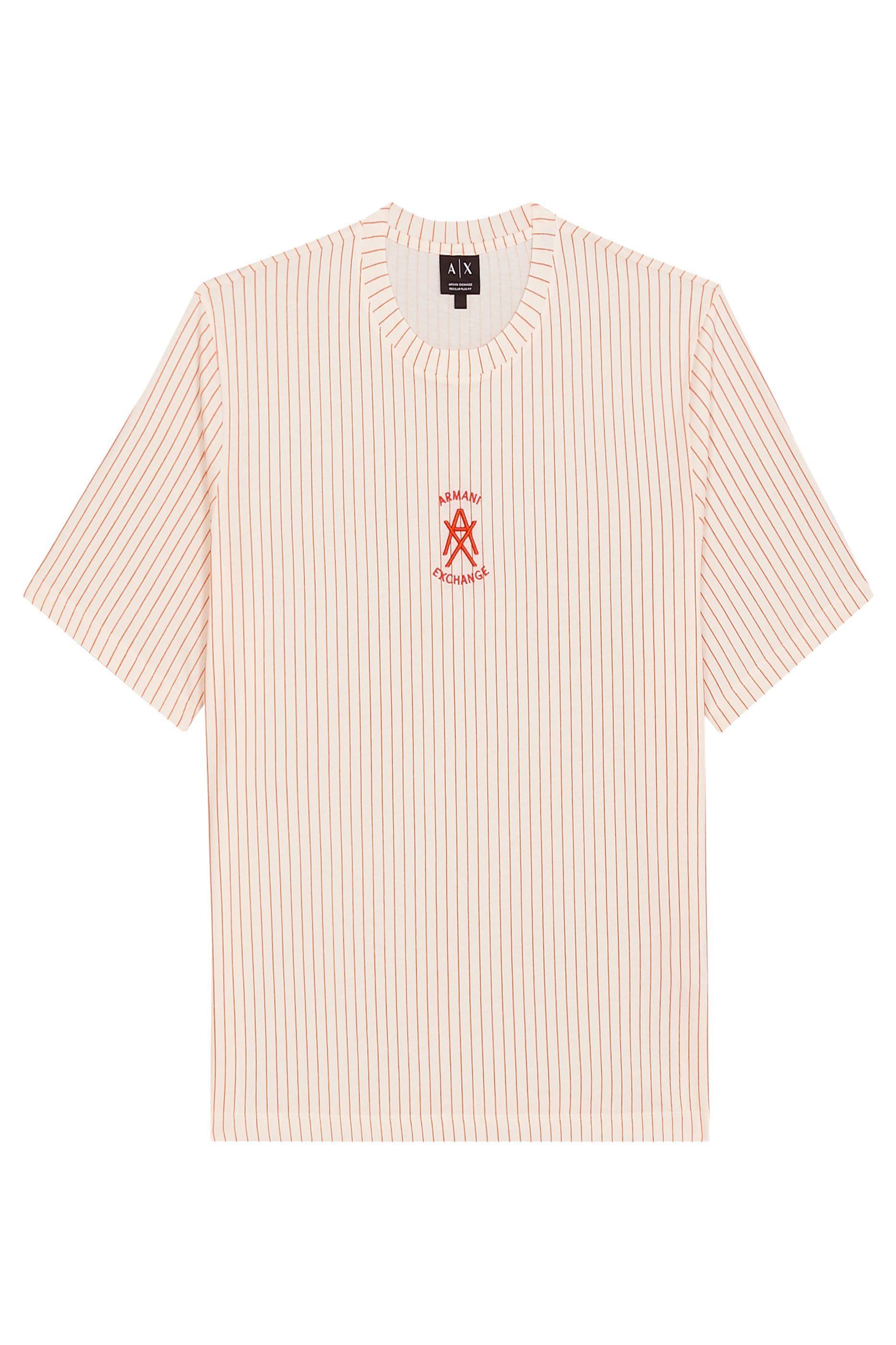 تيشيرت بنقشة خطوط وشعار الماركة