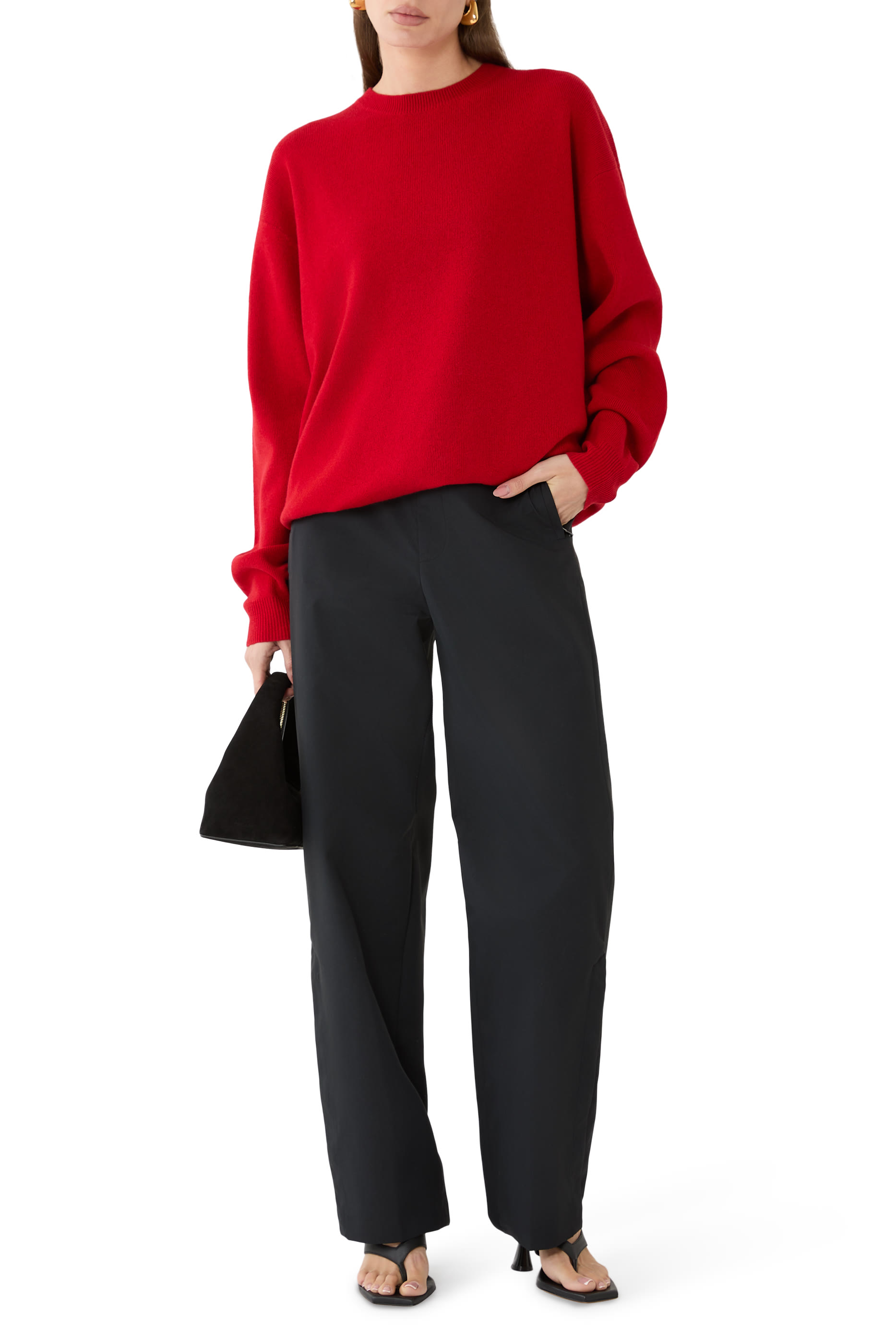 كنزة أنا بفتحات متقاطعة صوف ميرينو