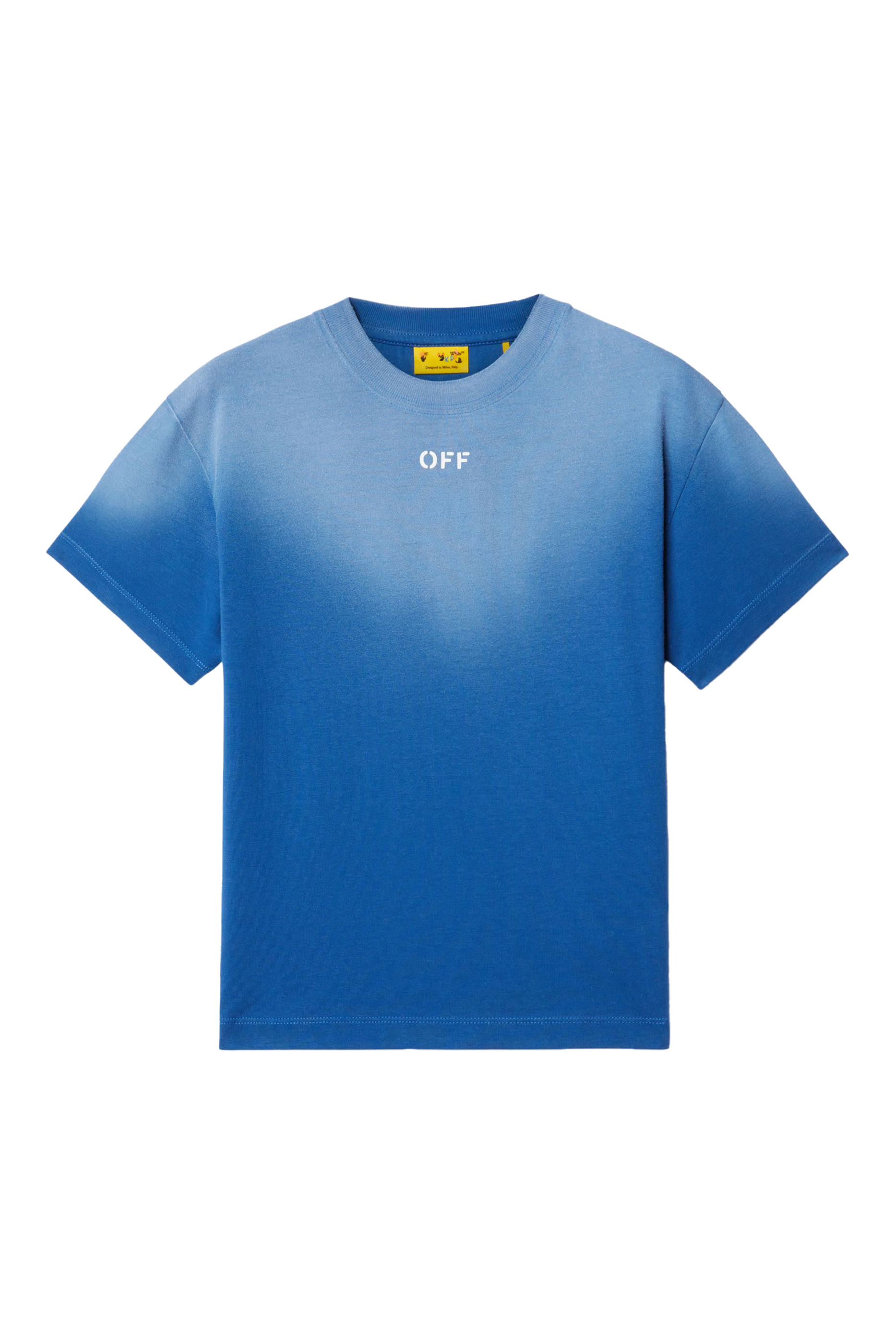 تيشيرت بلون باهت ونقشة شعار الماركة للأطفال