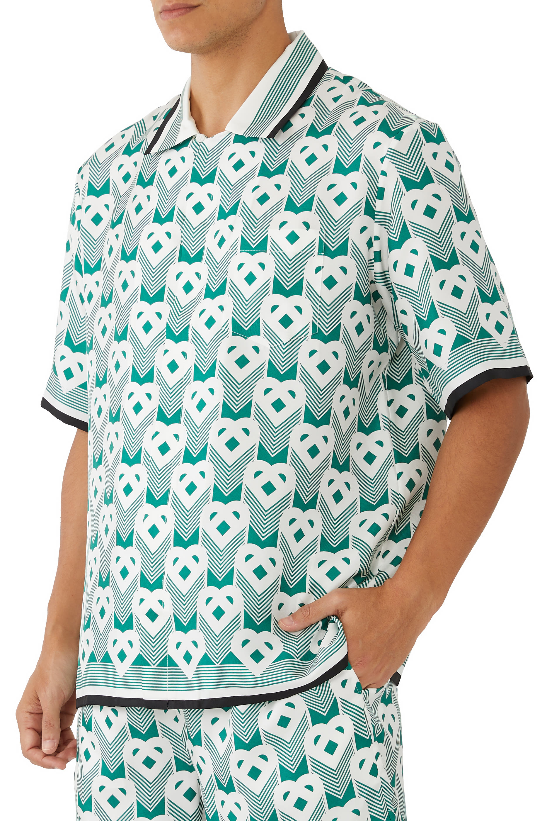 قميص حرير بياقة كوبية