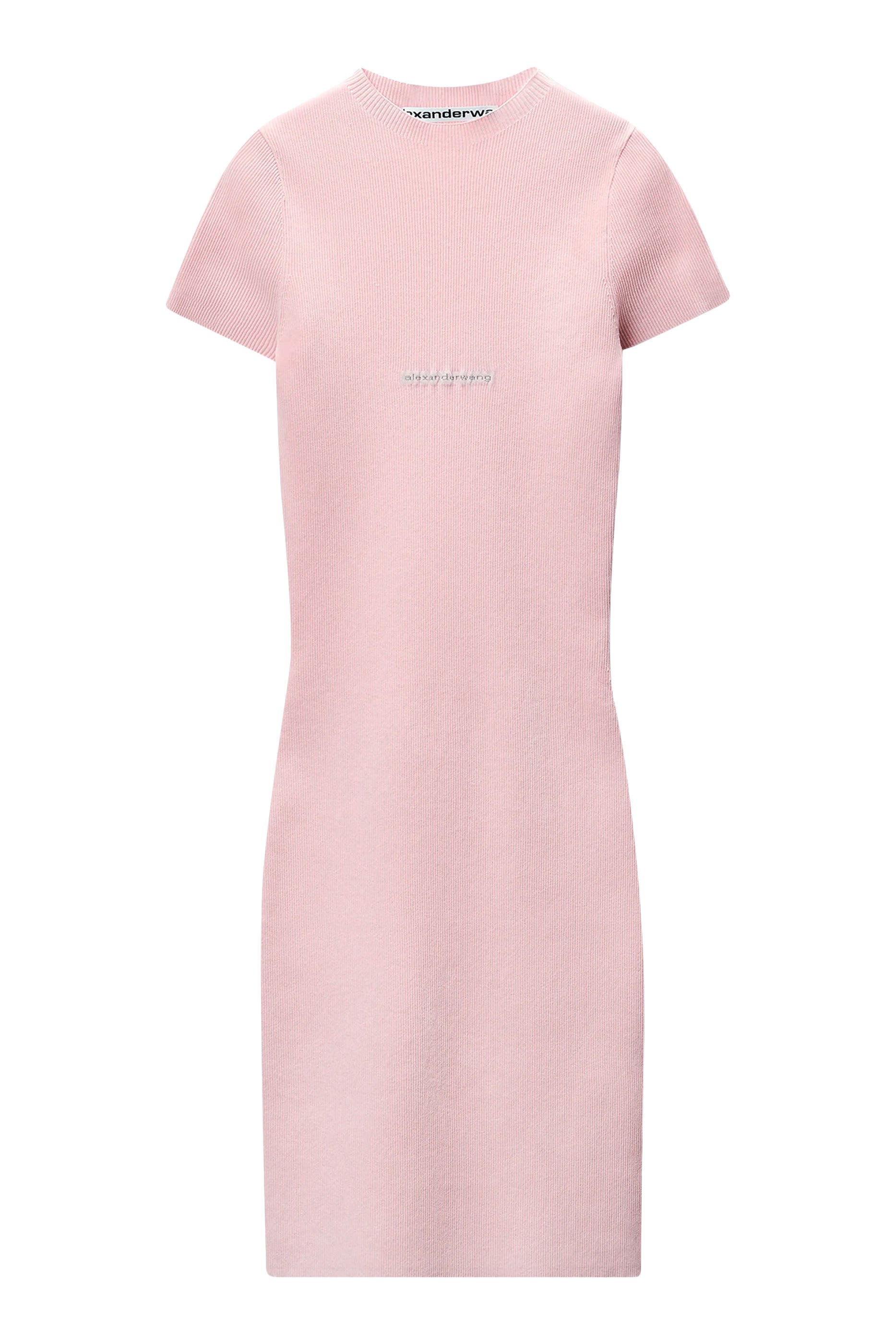 فستان قصير منسوج بشعار الماركة