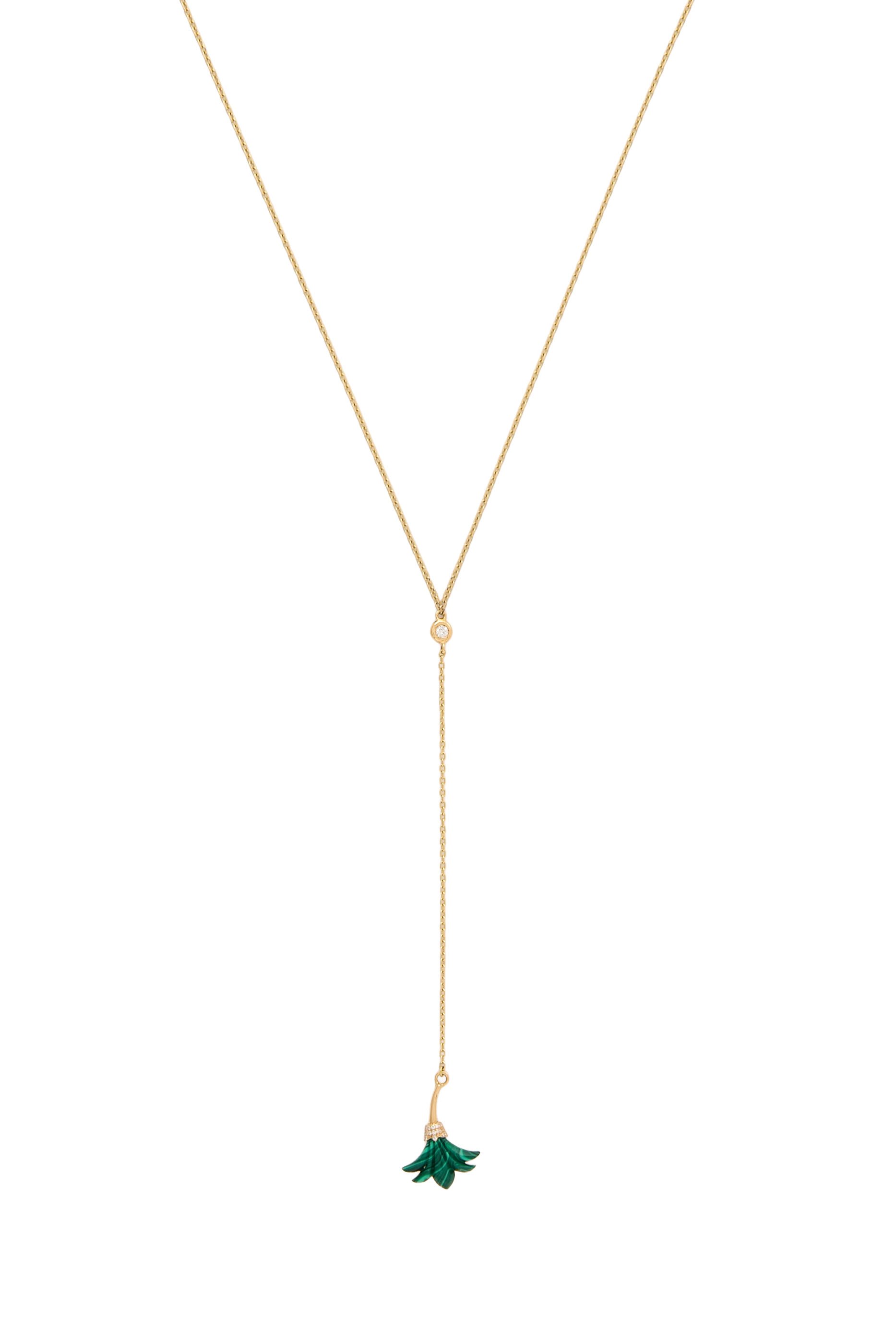Psychedeliah Long Diamond Necklace, 18K Yellow Gold, Diamonds & Malachite 