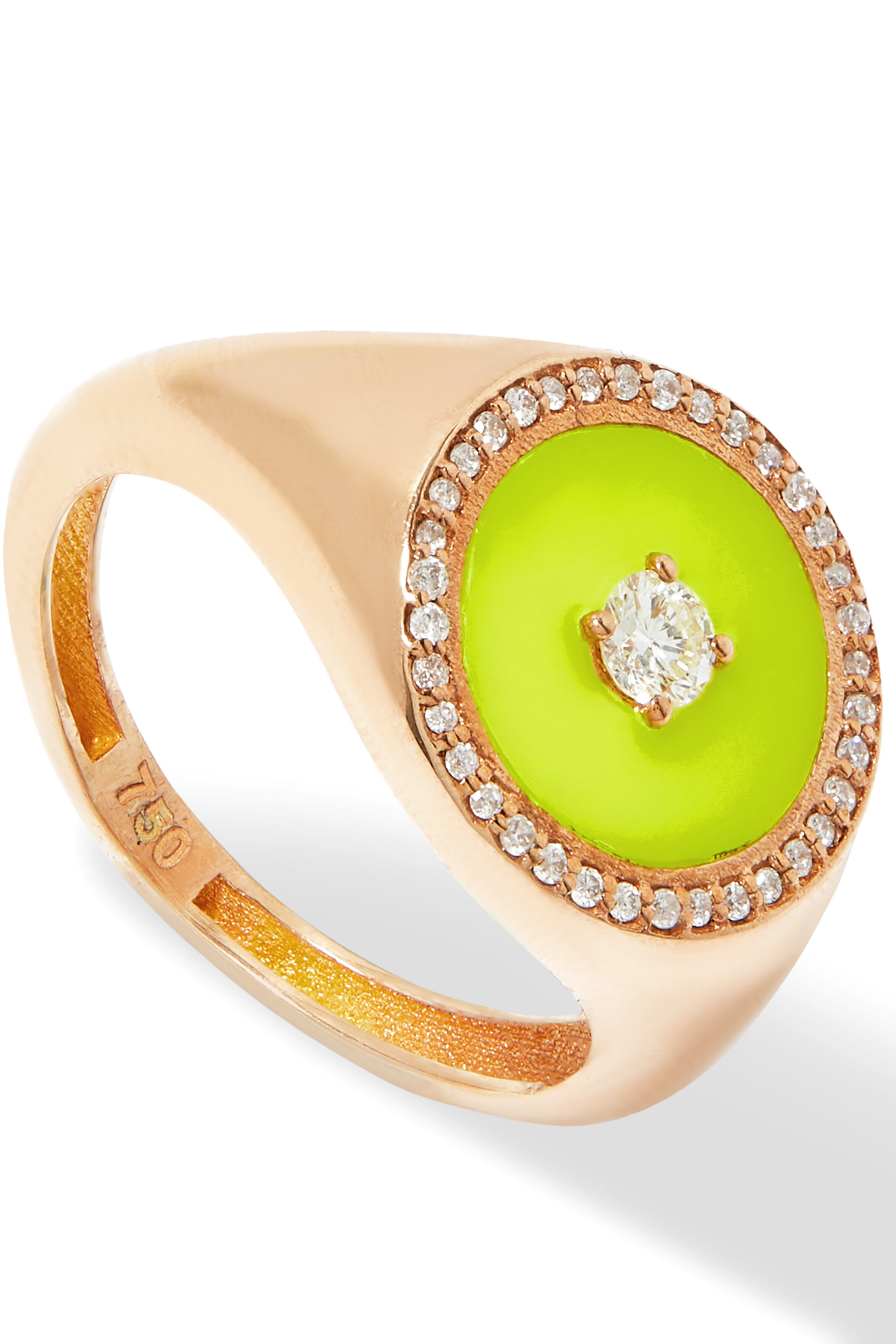 خاتم خنصر فيزي مرصع بالماس ذهب وردي عيار 18