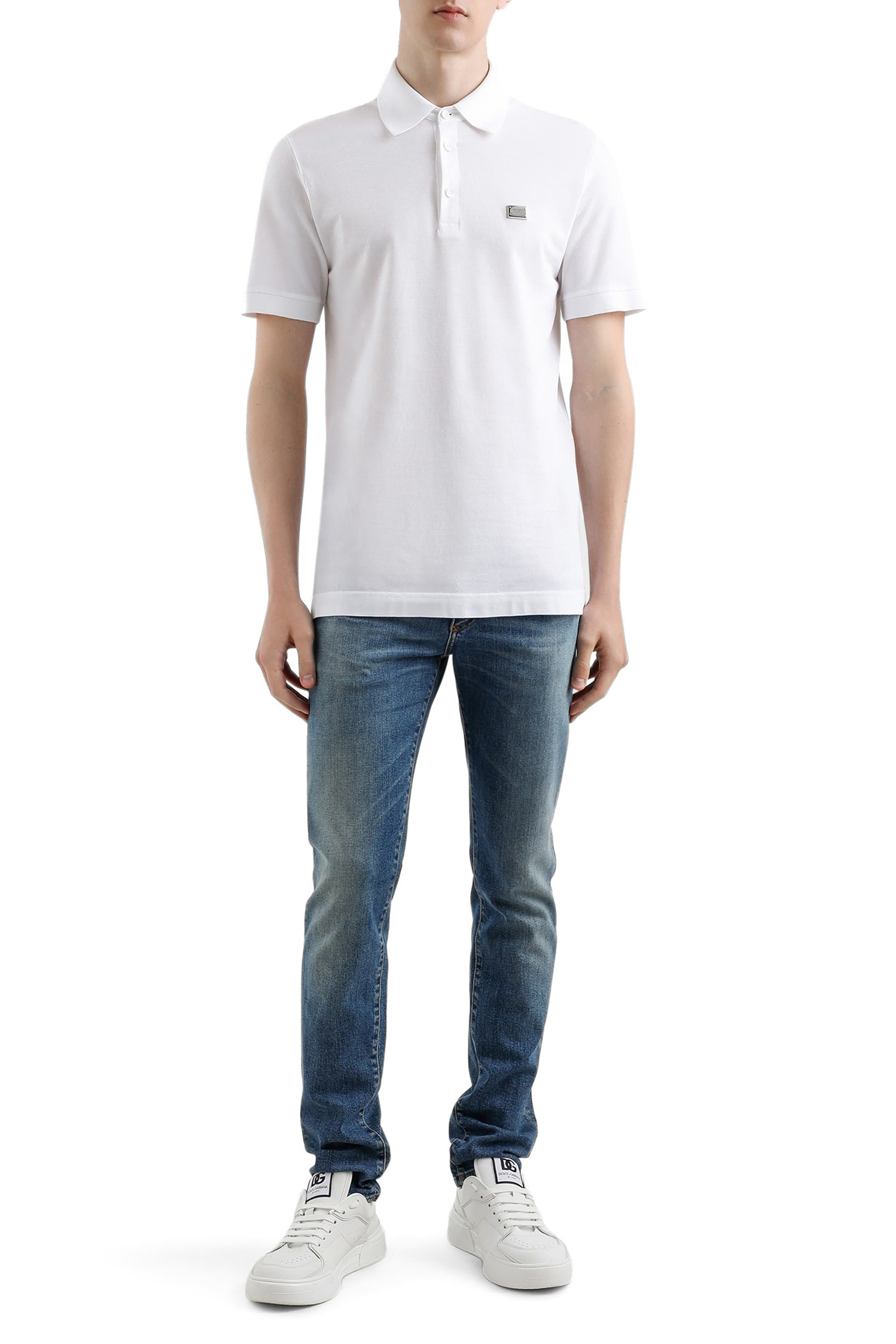 بنطال جينز مطاطي قطن بشارة بشعار الماركة