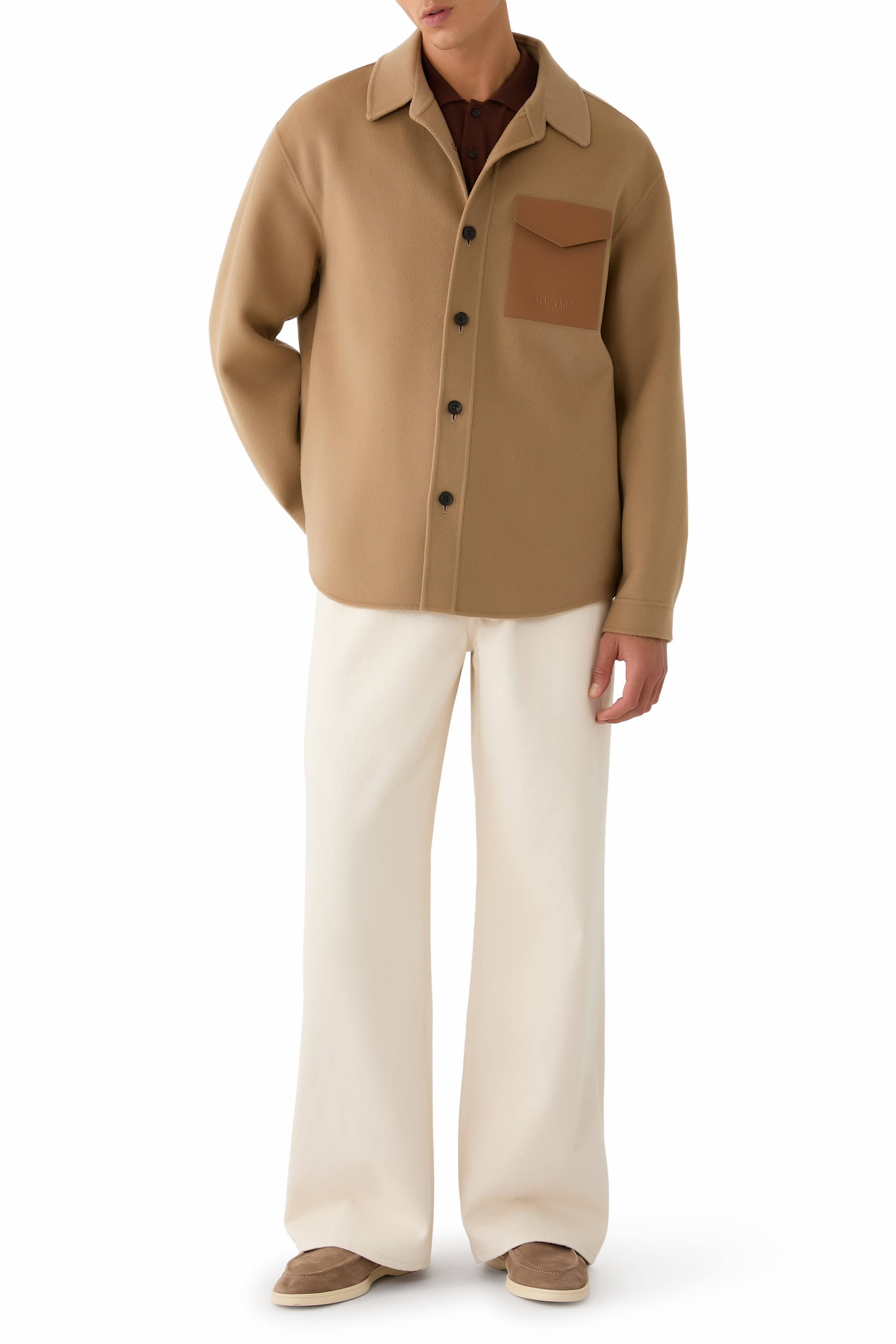 بنطال جينز أردي بقصة ساق واسعة