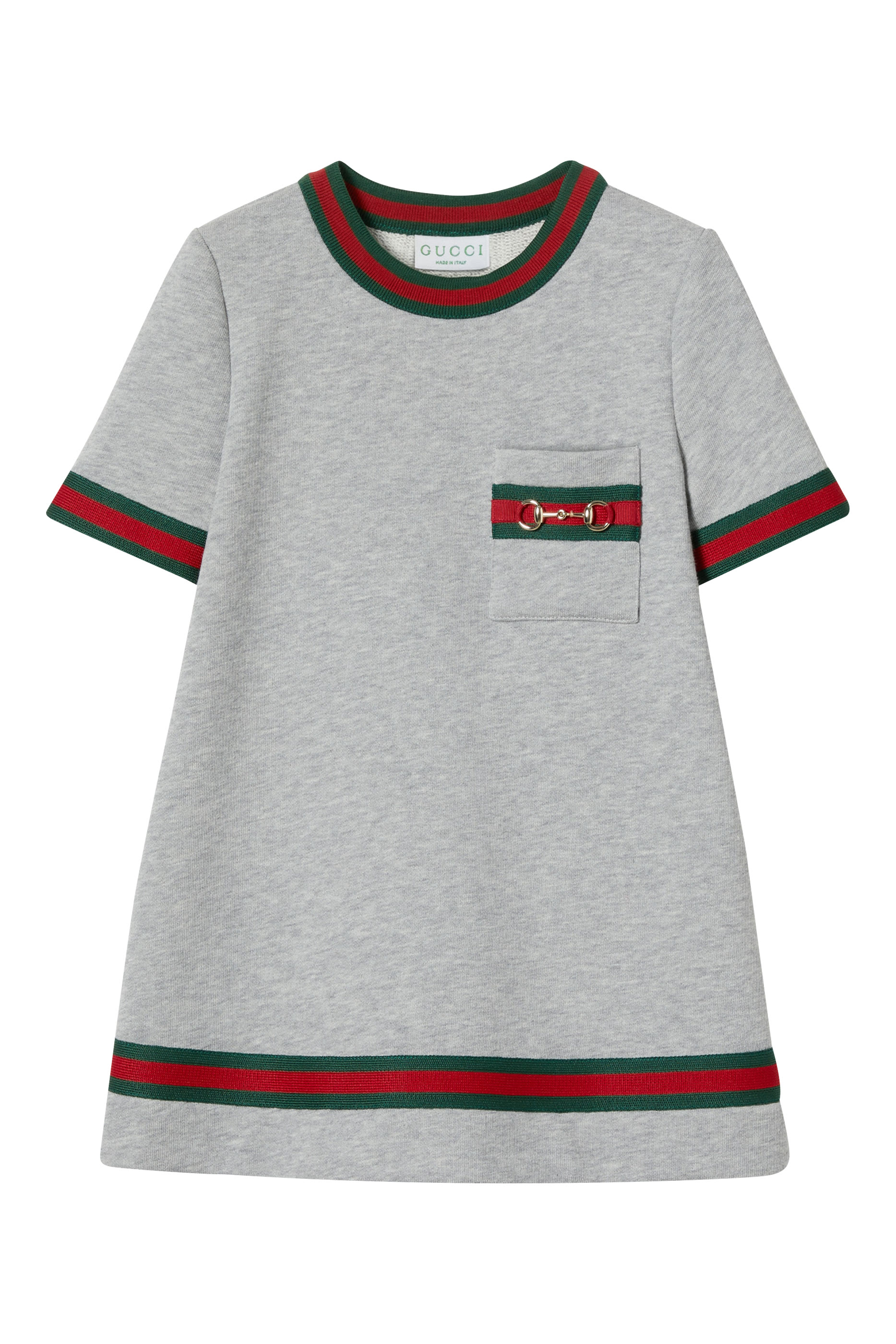 فستان قطن بحلية بشعار الماركة للأطفال