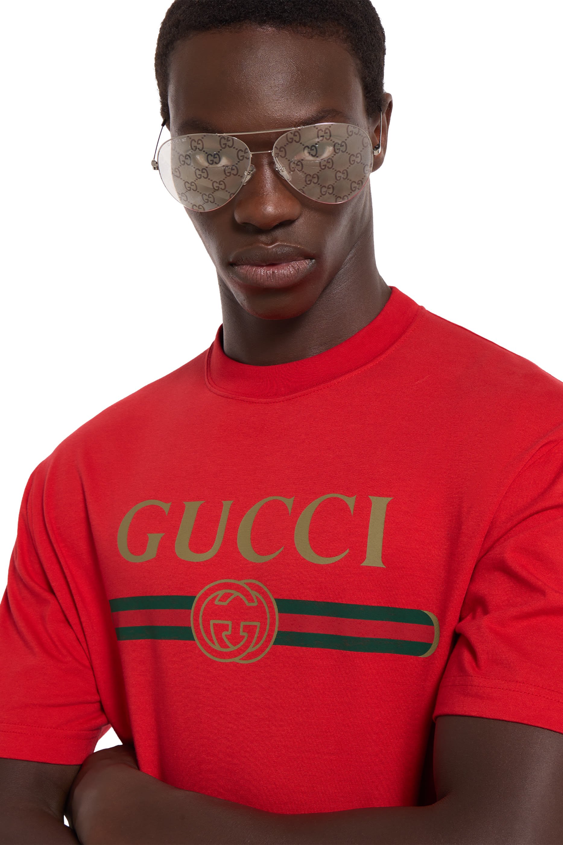 تيشيرت مزين بطبعة حرير مختلط جيرسيه