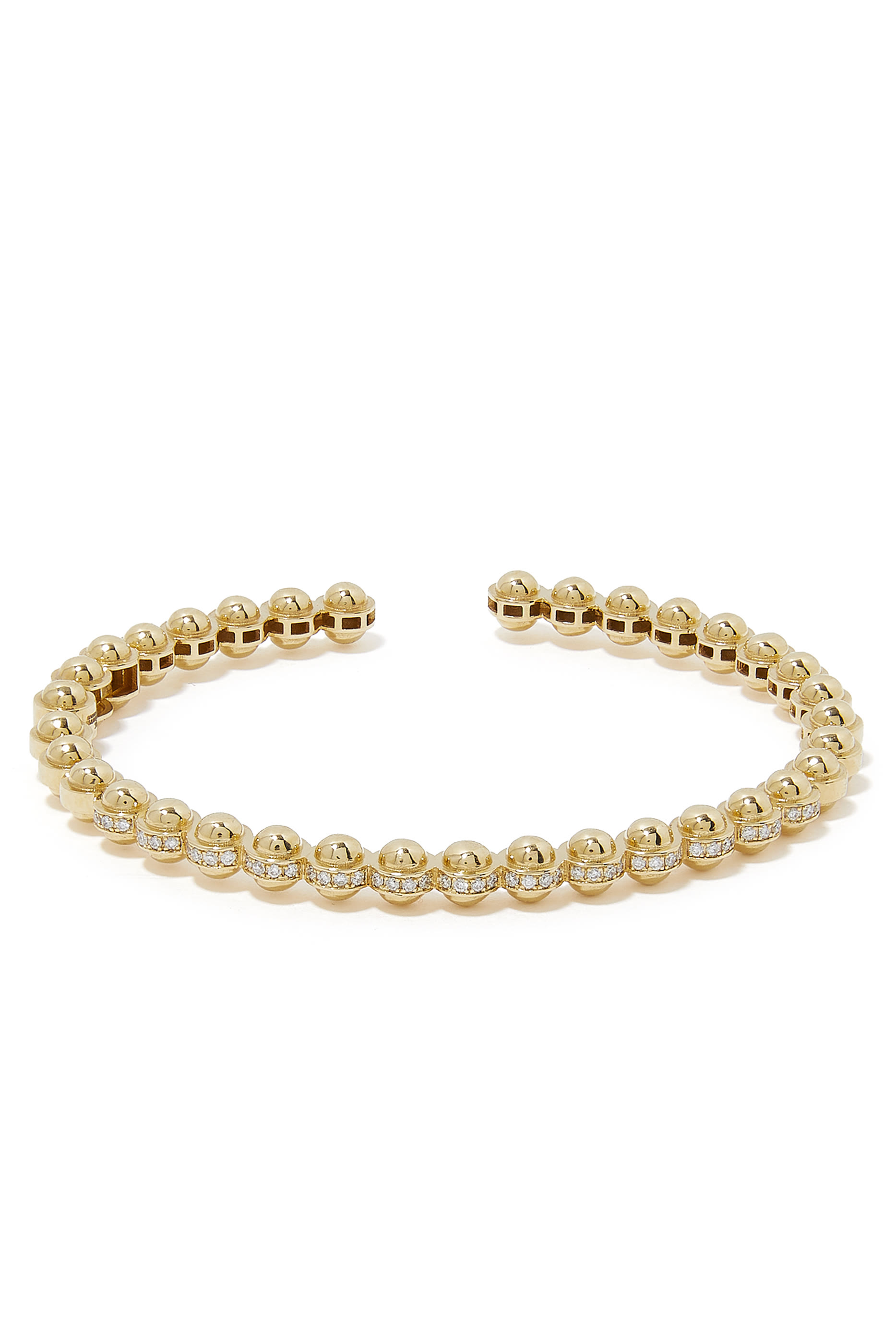 Gold Atoms Bangle Size 1, 18k Yellow Gold & Diamonds