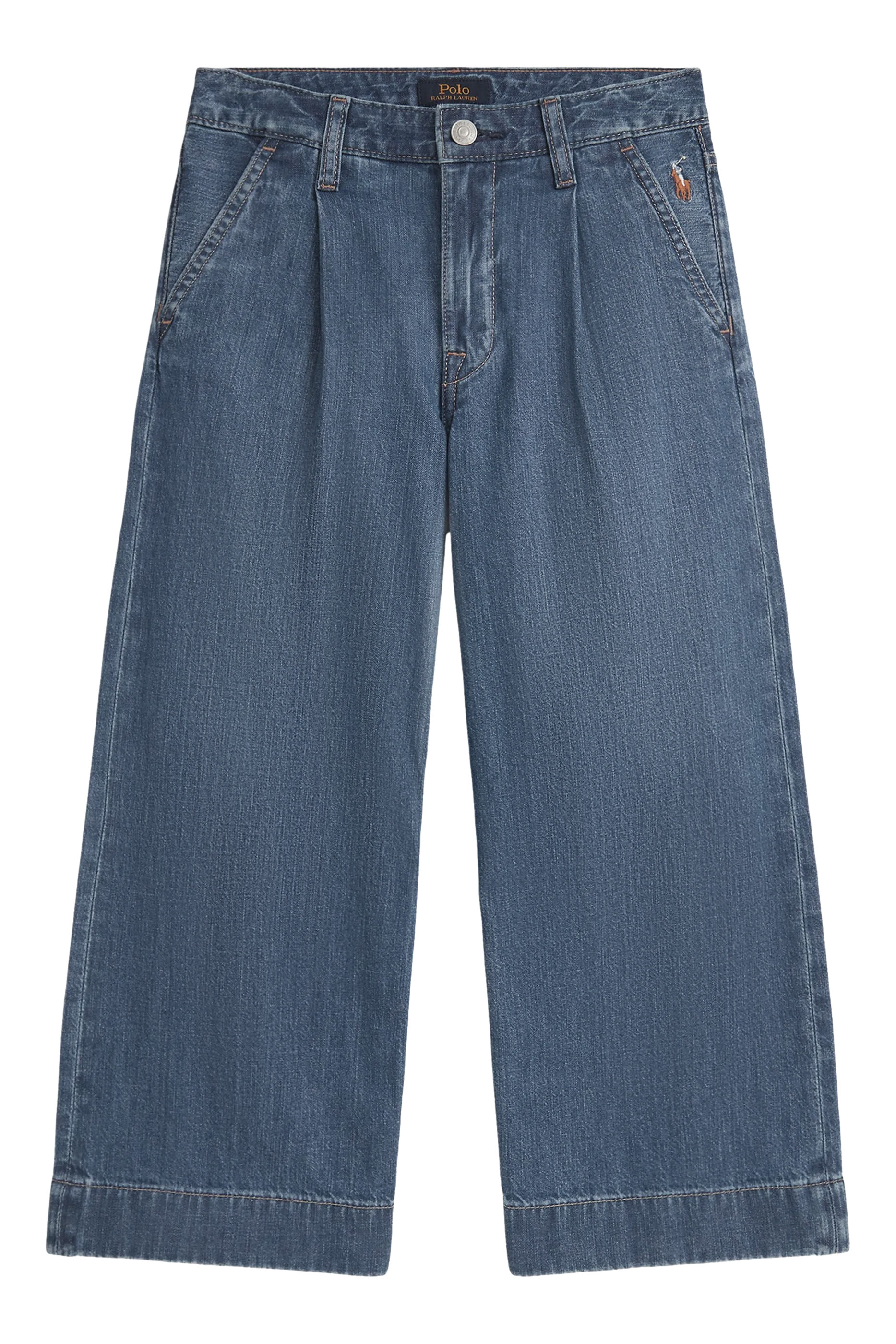 بنطال جينز بقصة ساق واسعة وجزء أمامي مسطح دنيم للأطفال