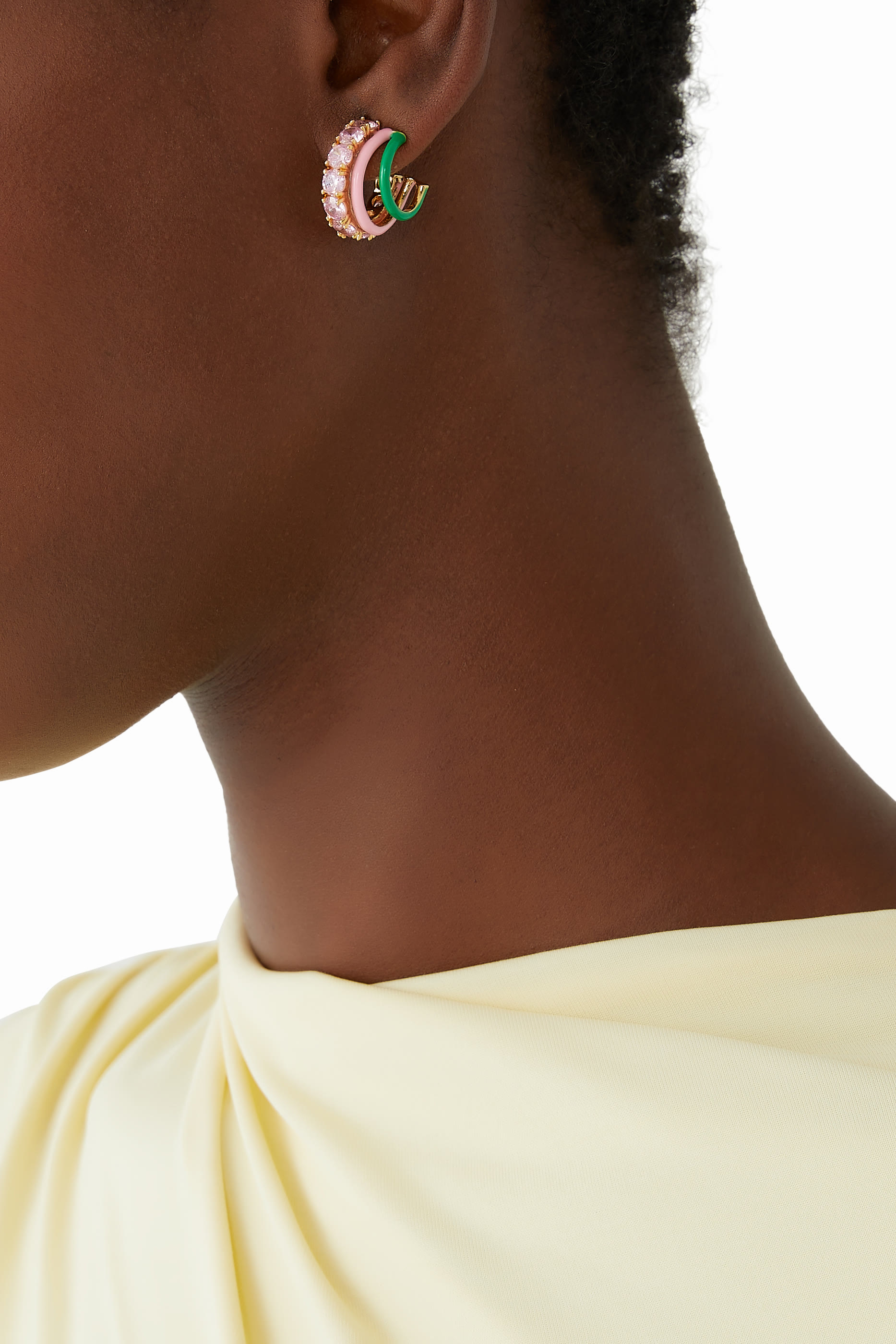 أقراط هاجي هينت اوف شيمر بتصميم متعدد الطبقات مرصعة بأحجار زركونيا مكعبة نحاس