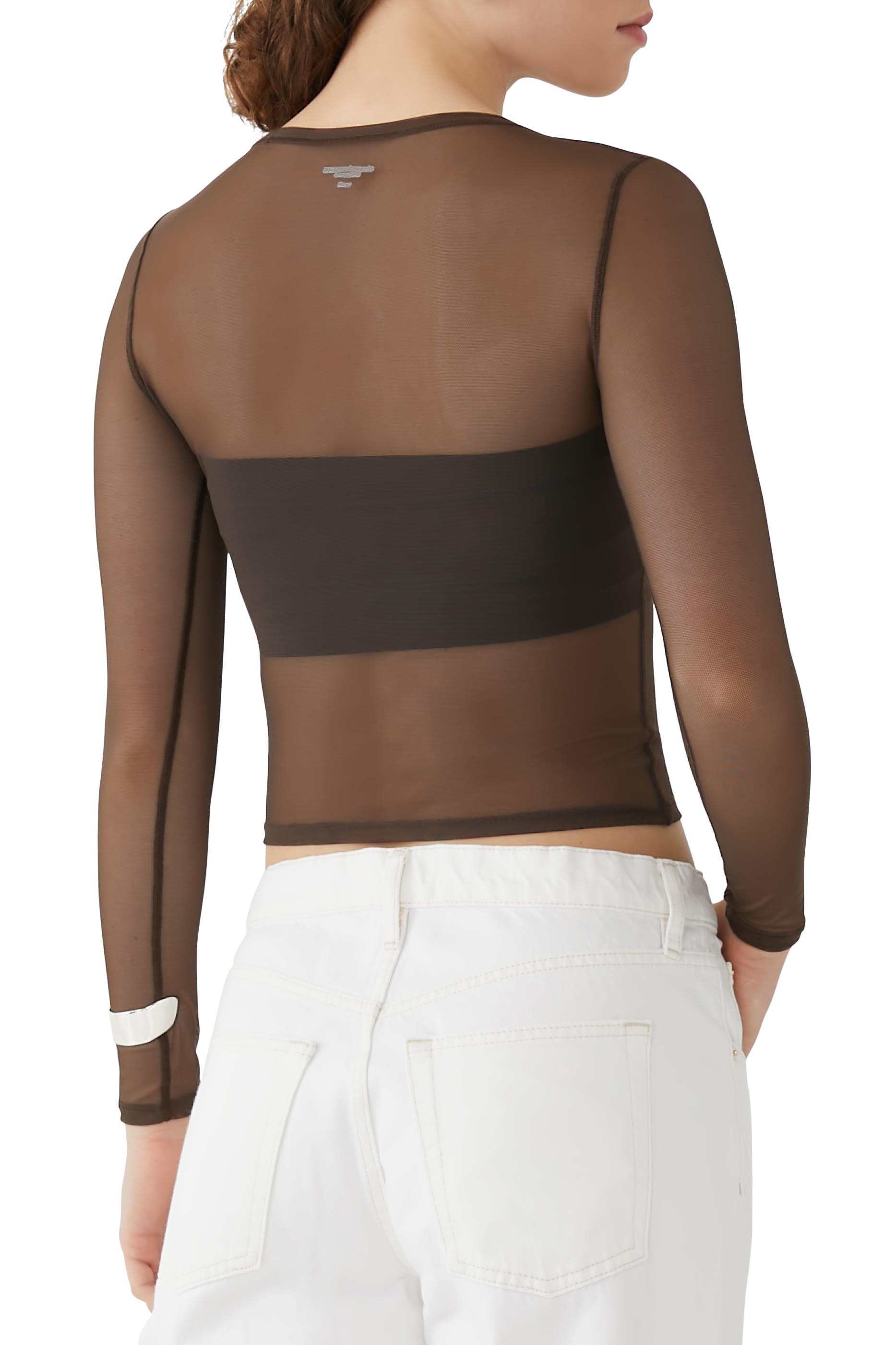 بلوزة بأكمام طويلة قماش شبكي