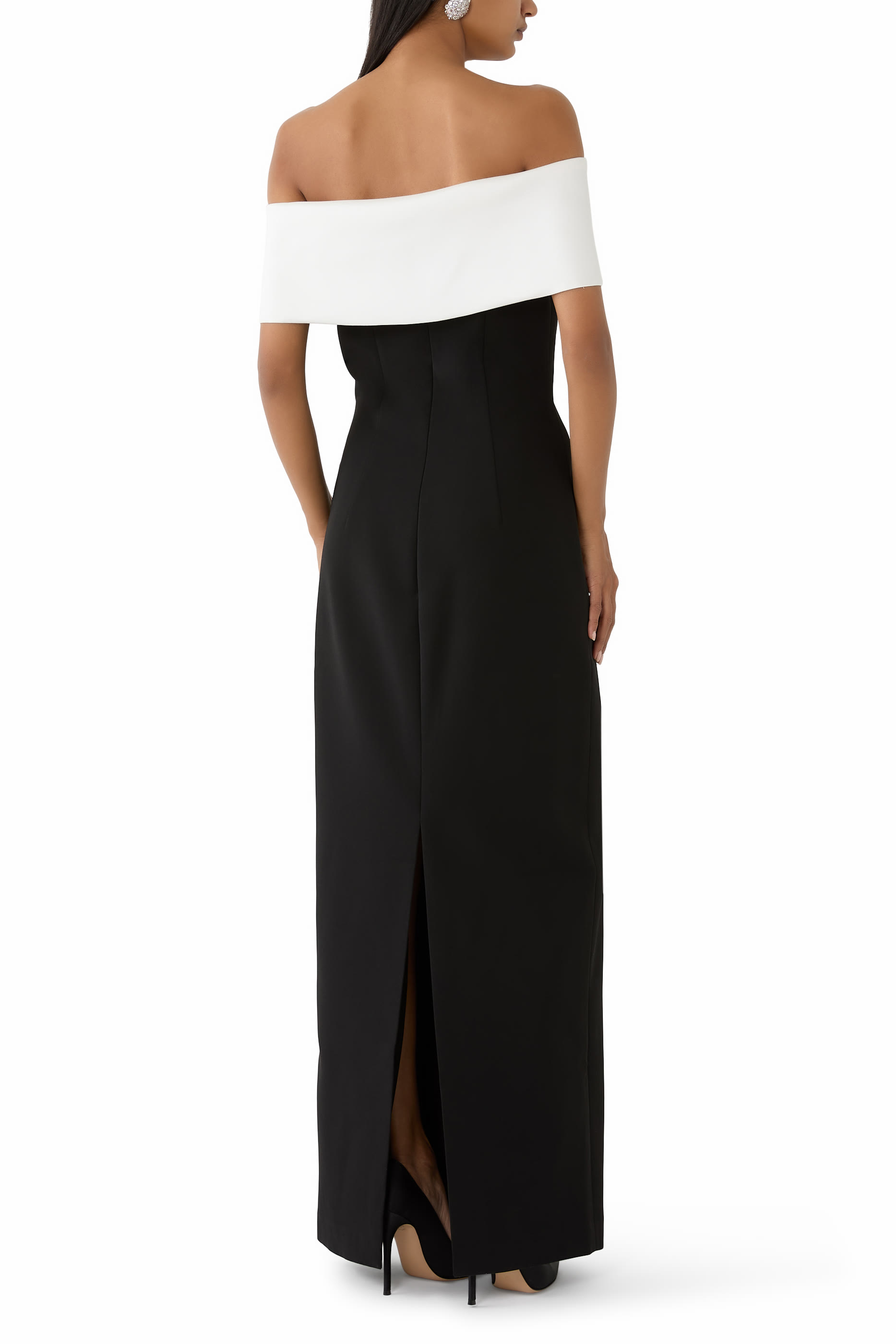 فستان بنقشة أزهار طويل كريب