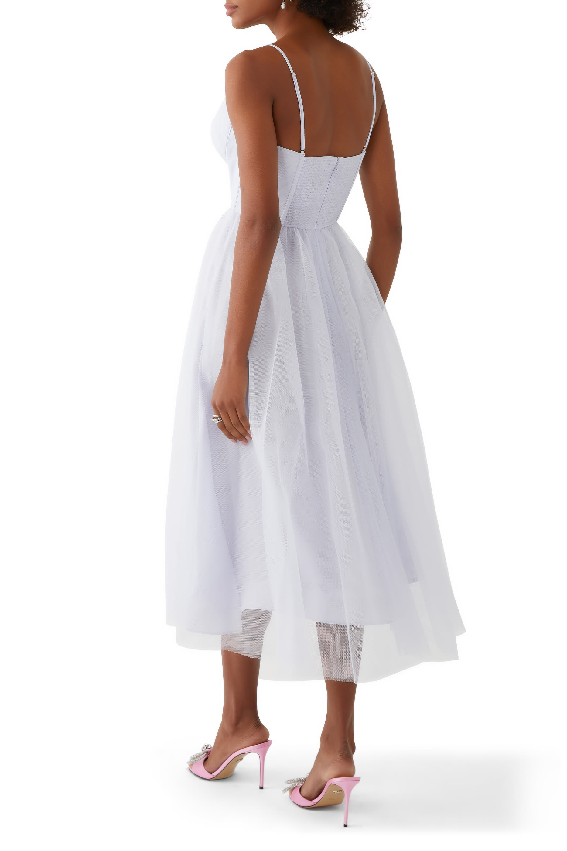 فستان متوسط الطول بمشد تول