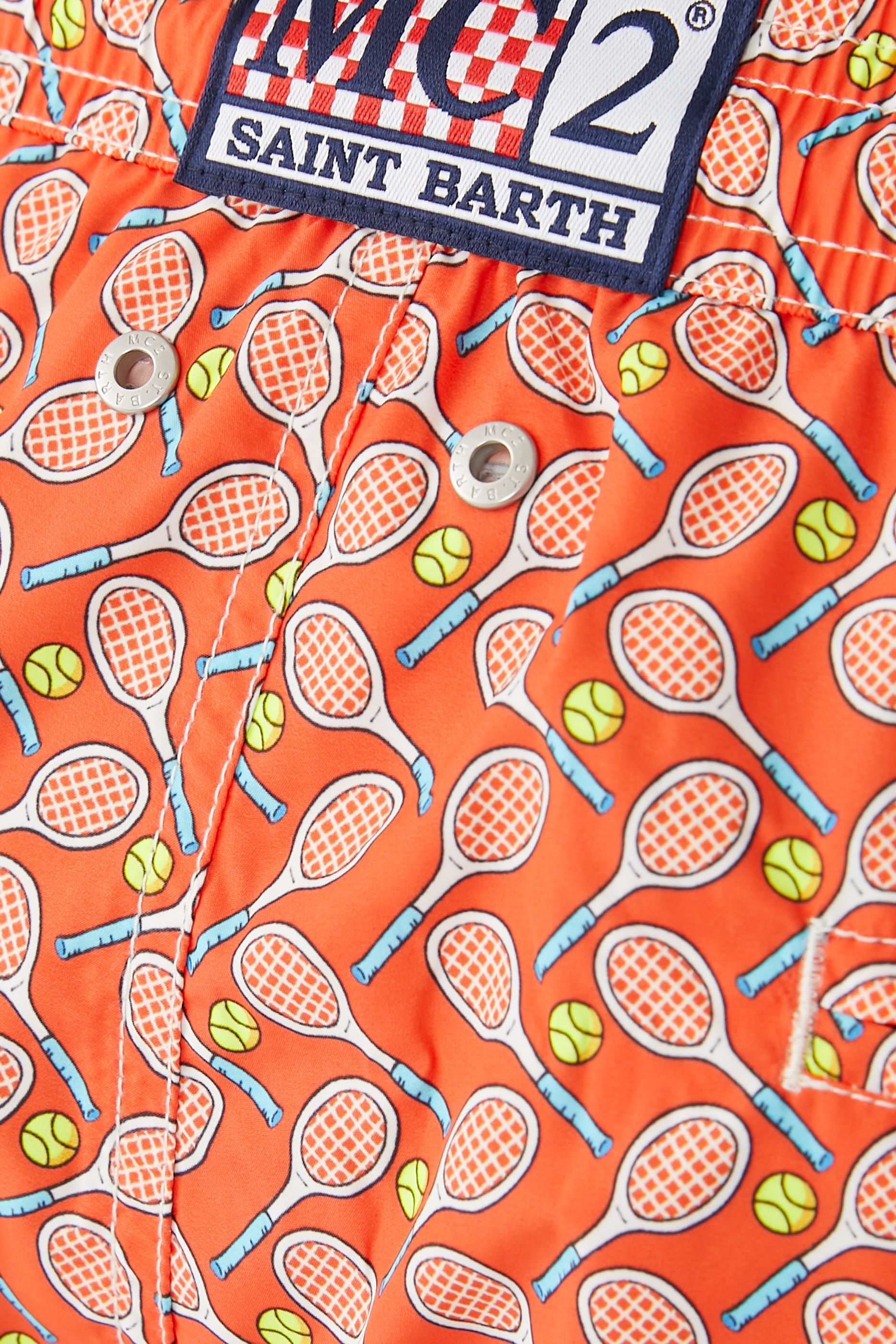 شورت سباحة لايتينج بنقشة مضارب تنس متقاطعة دقيقة