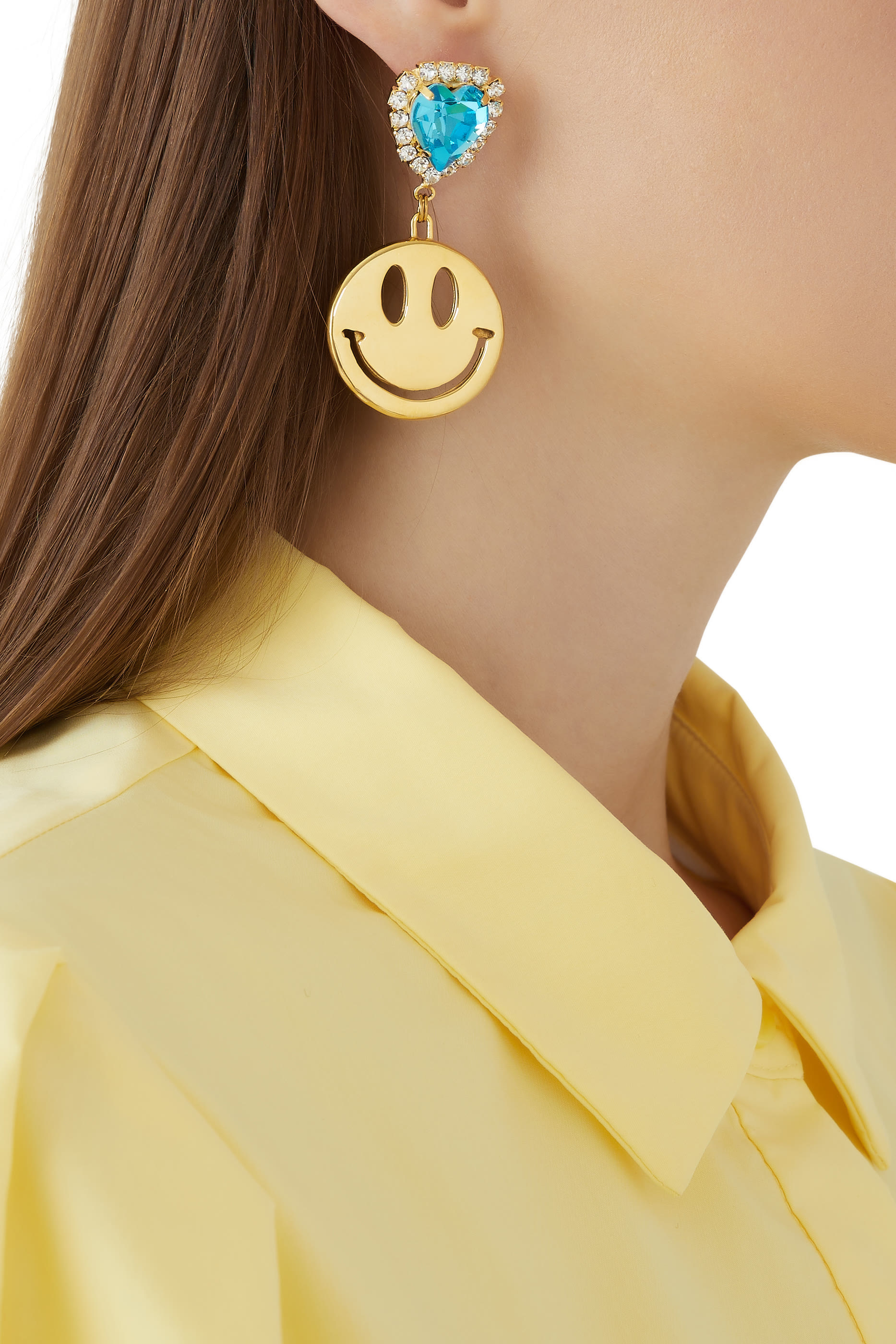 أقراط بارتي بوبر مرصعة بكريستال سواروفسكي نحاس مطلي بالذهب