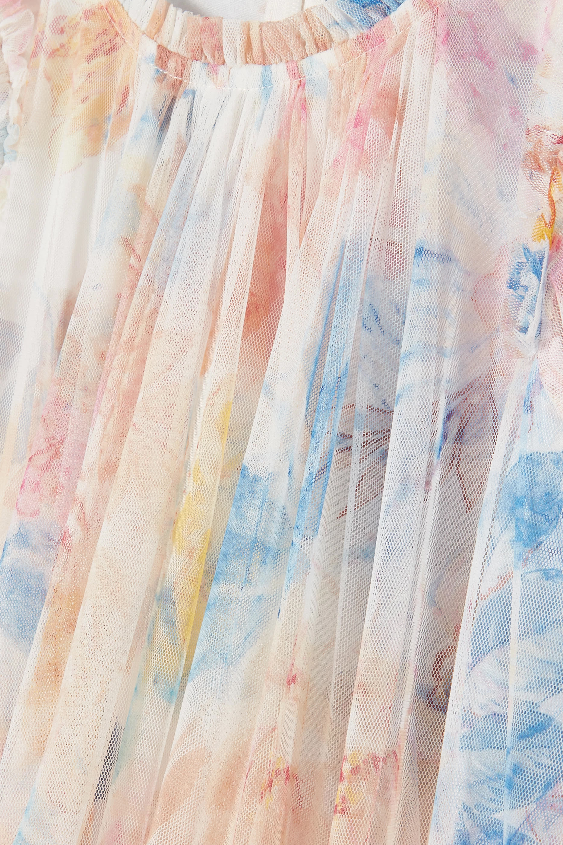 فستان ماريانيس بأكمام طويلة ونقشة زهور للأطفال