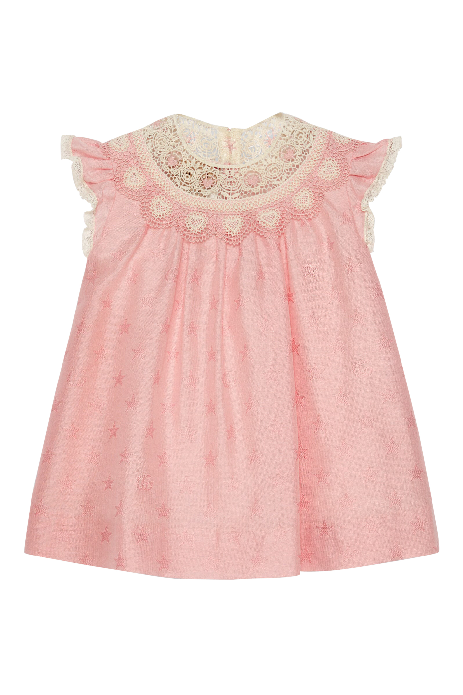 فستان قطن بنقشة نجوم وحرفي شعار الماركة