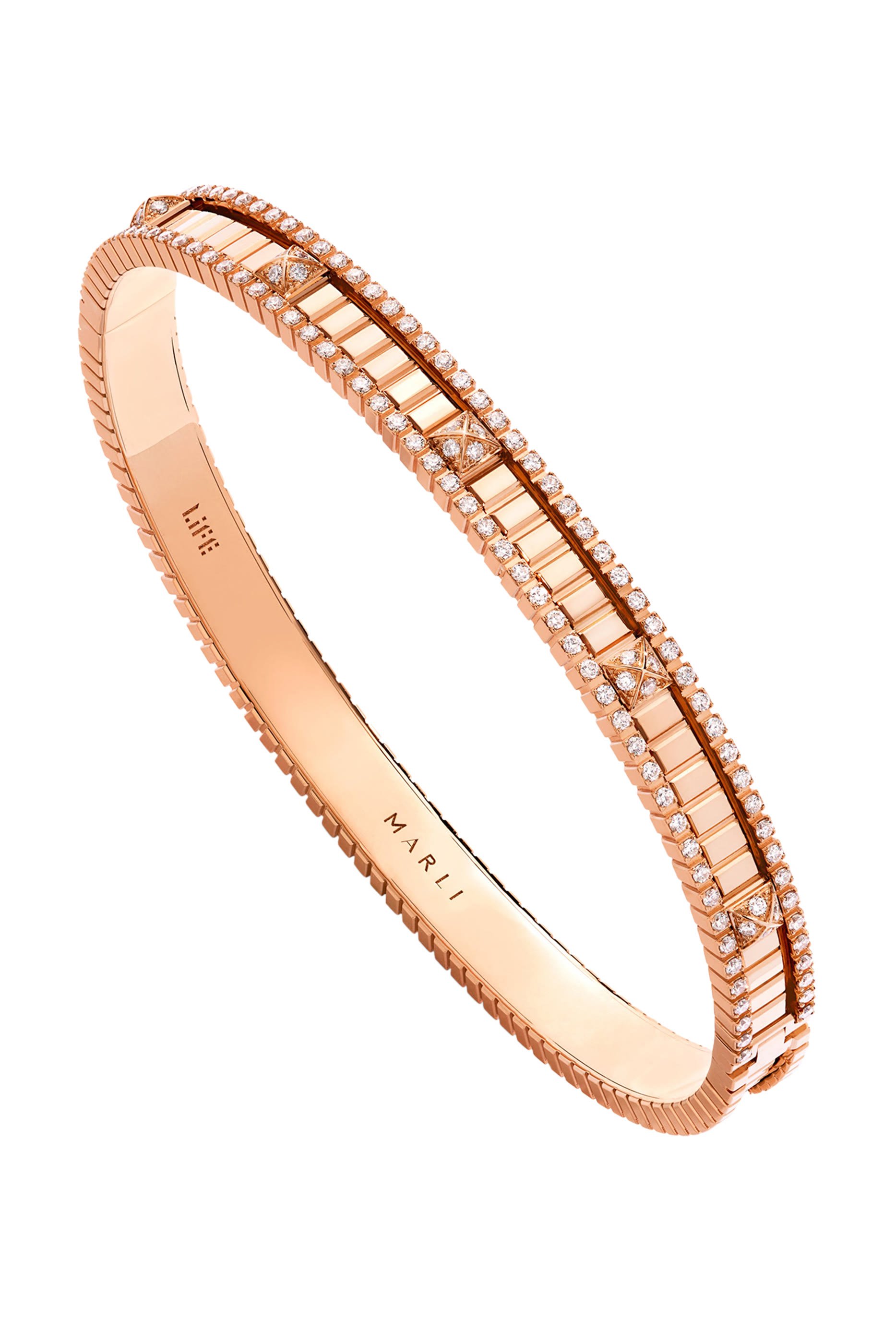 سوار لايف بتصميم مرصع كليا بالماس وإغلاق مفصلي، ذهب وردي عيار 18 قيراط