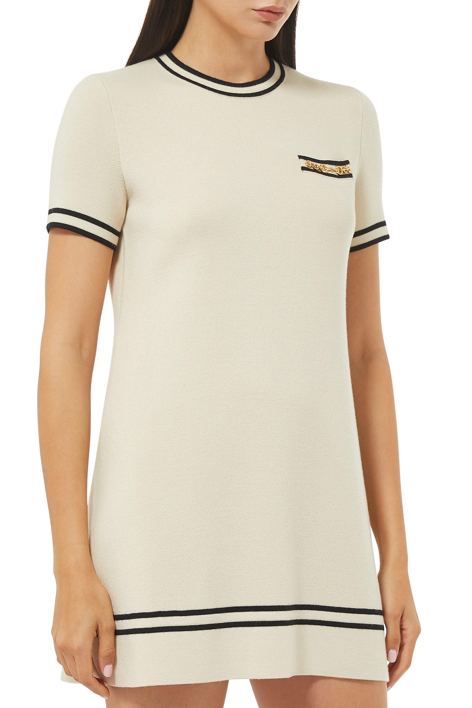 فستان صوف بحواف بلون مغاير