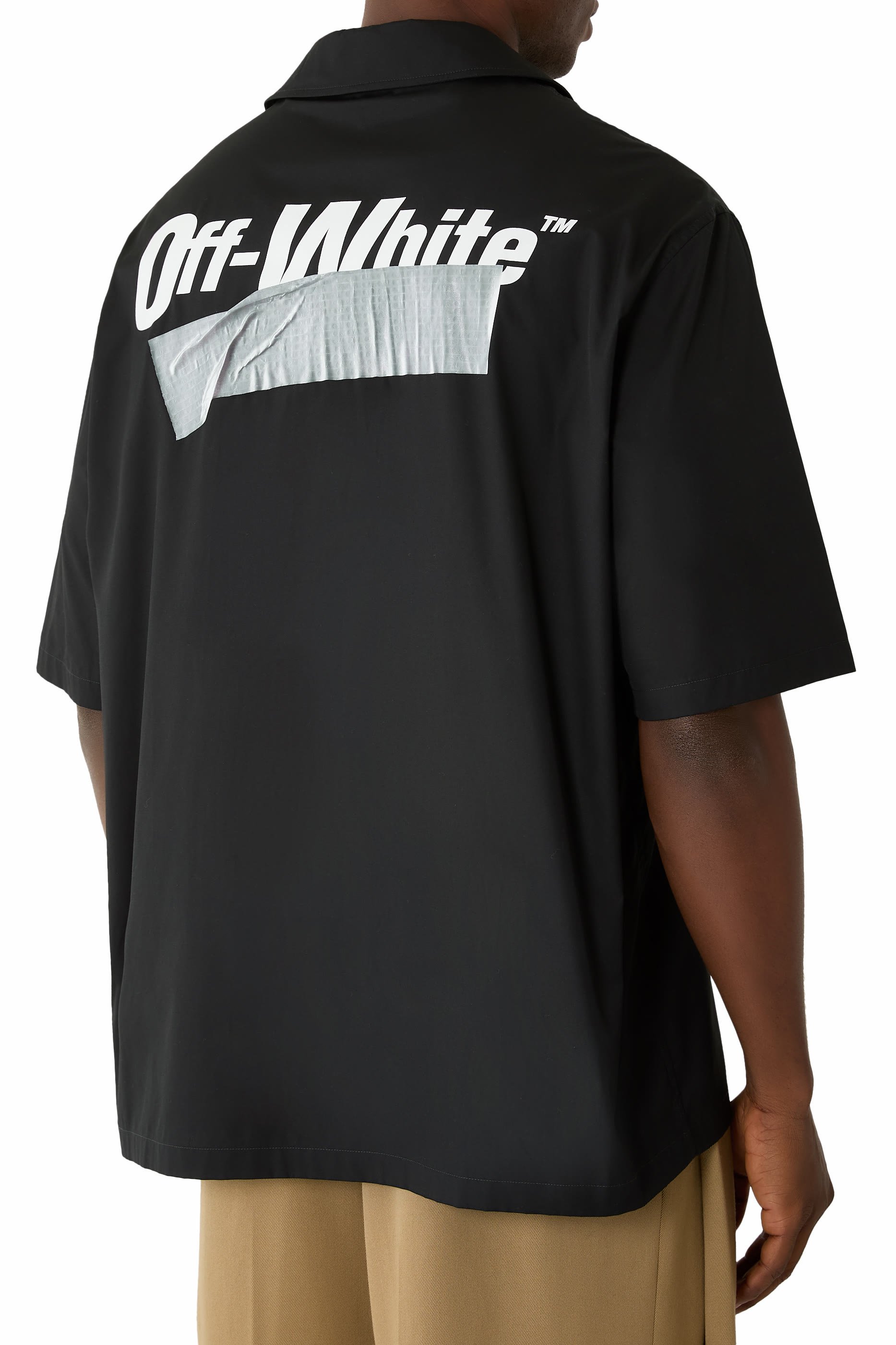 قميص بولينغ بملصق شعار الماركة بوبلين