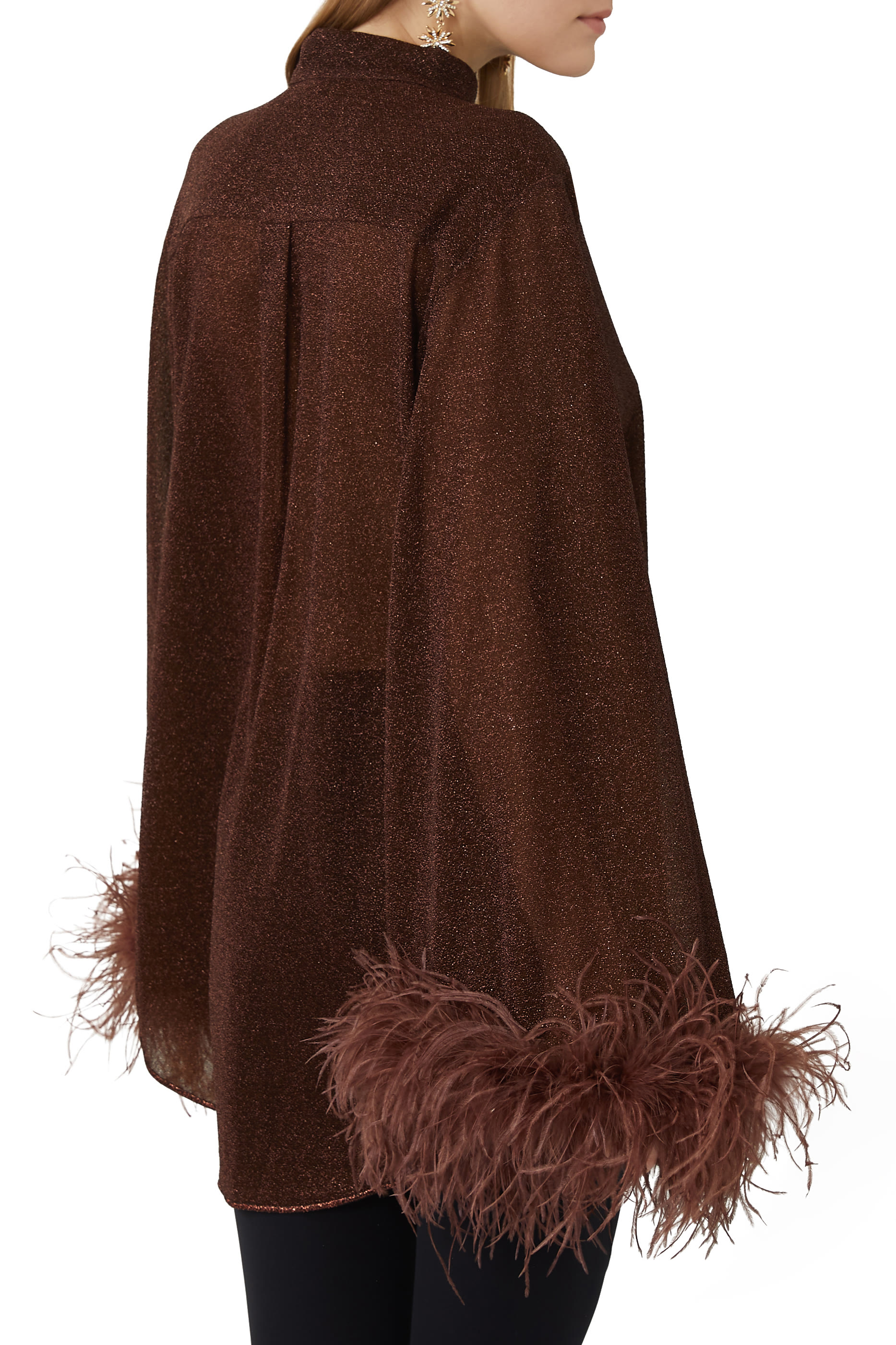 قميص لوميير بحواف مزينة بالريش