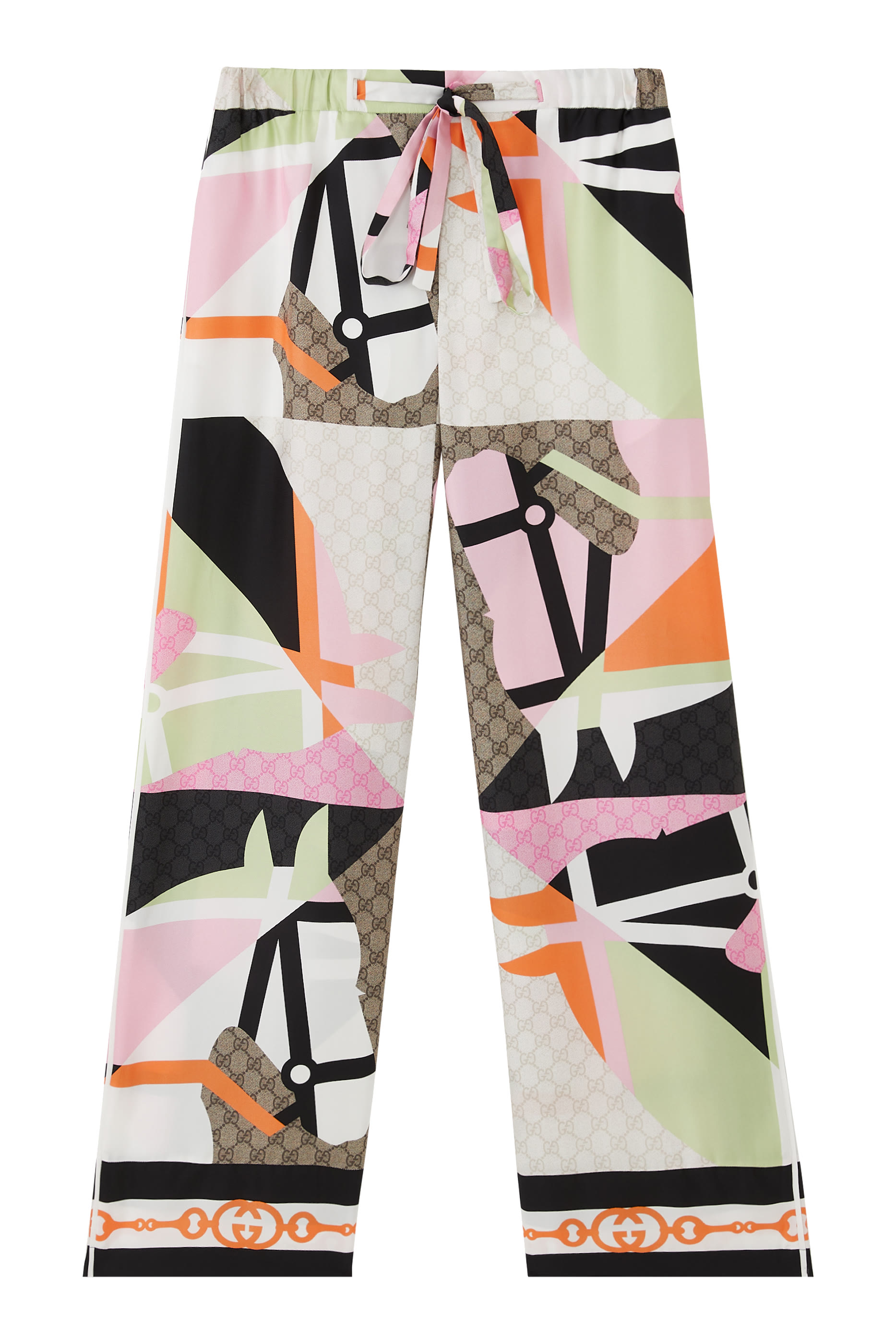 بنطال حرير بنقشة أحصنة