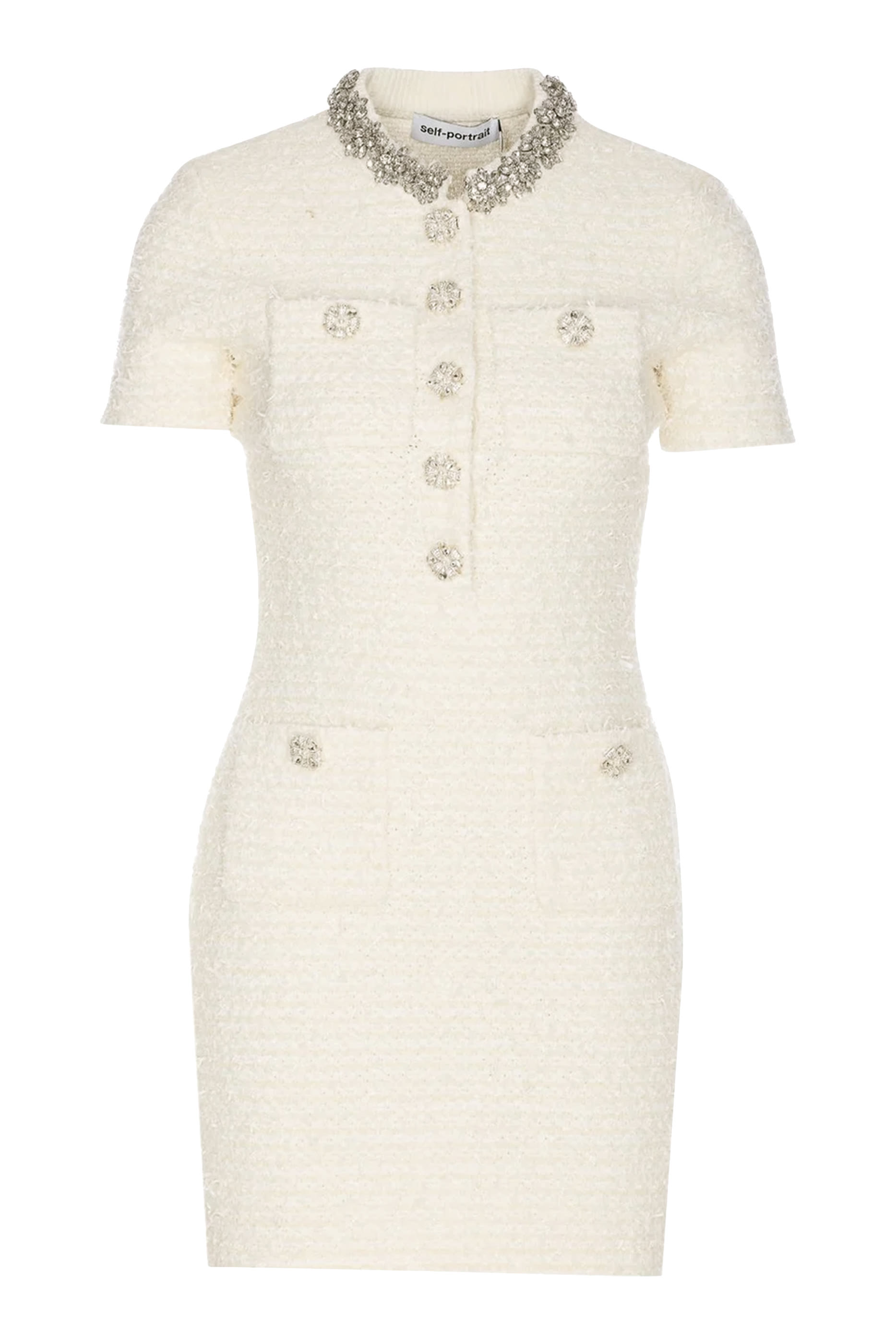 فستان قصير منسوج بارز الملمس