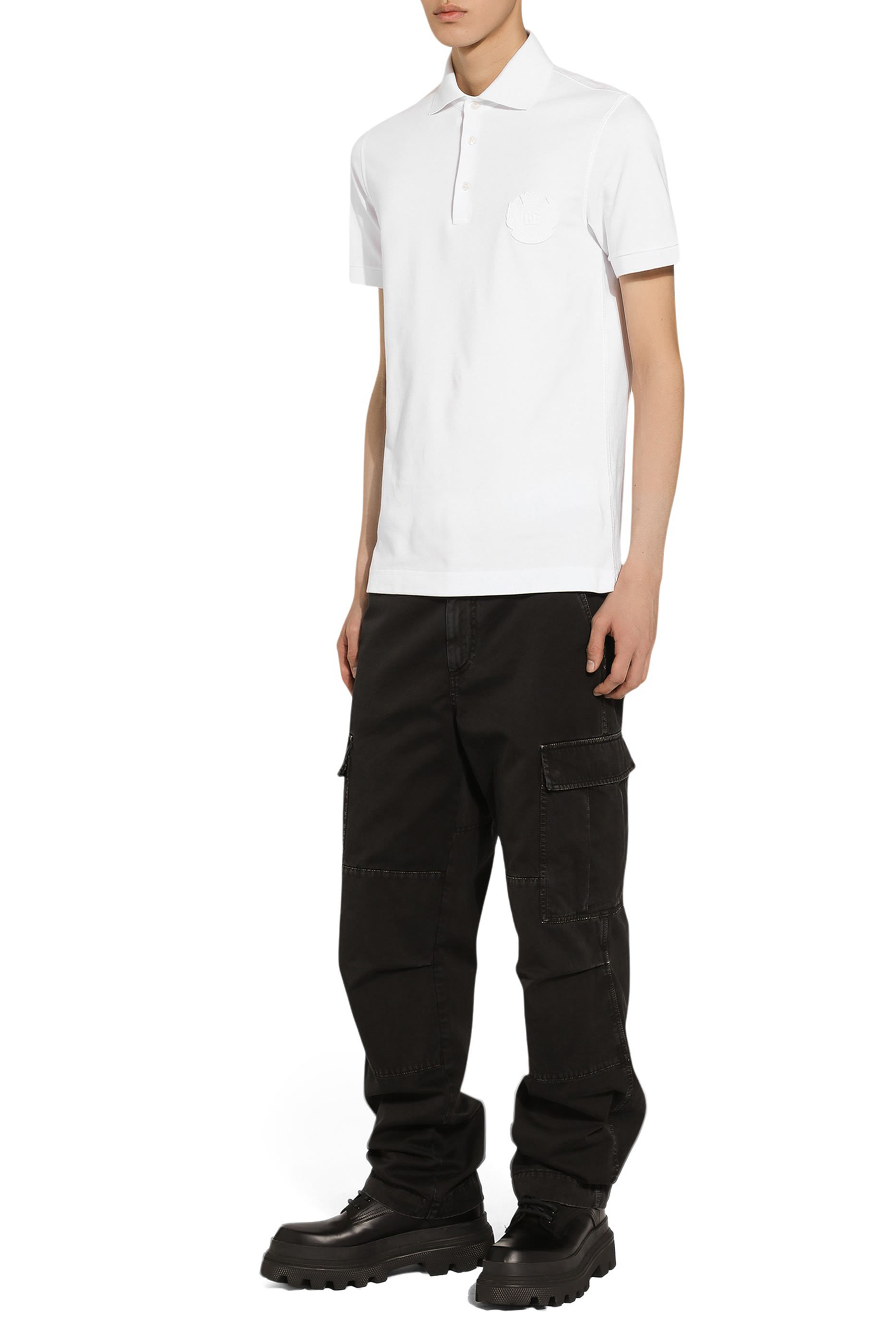 قميص بولو مطرز بشعار الماركة قطن