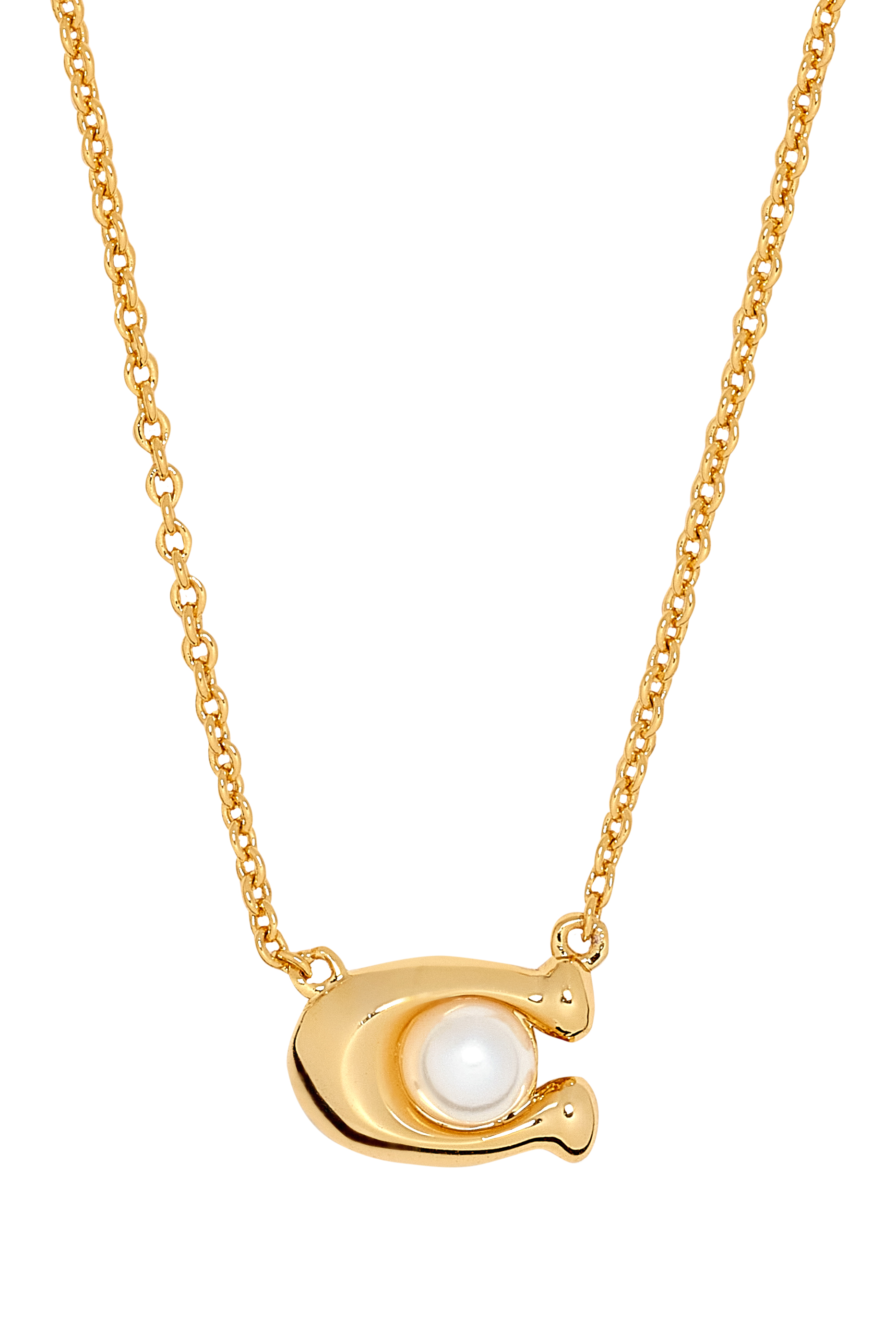 قلادة بحلية شعار الماركة مرصعة باللؤلؤ