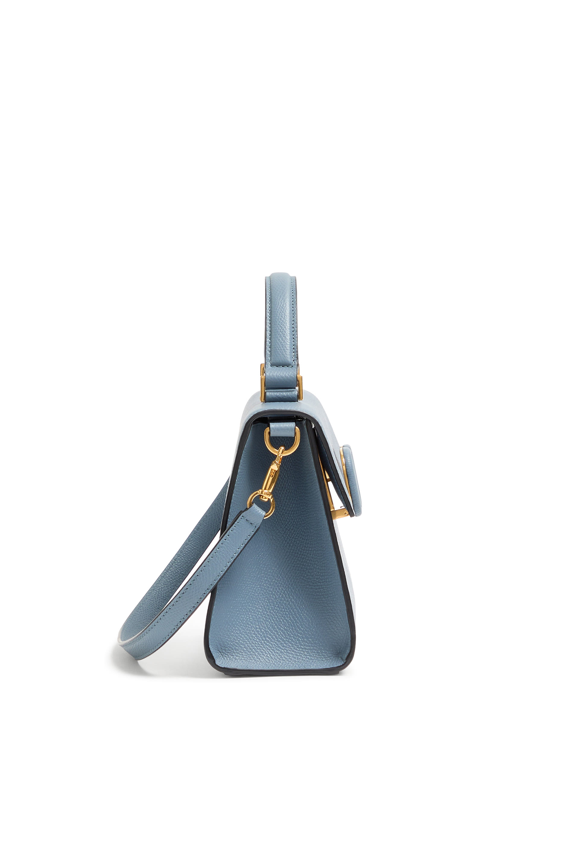 حقيبة يد  بتصميم ظرف بشعار حرف V جلد عجل بارز الملمس