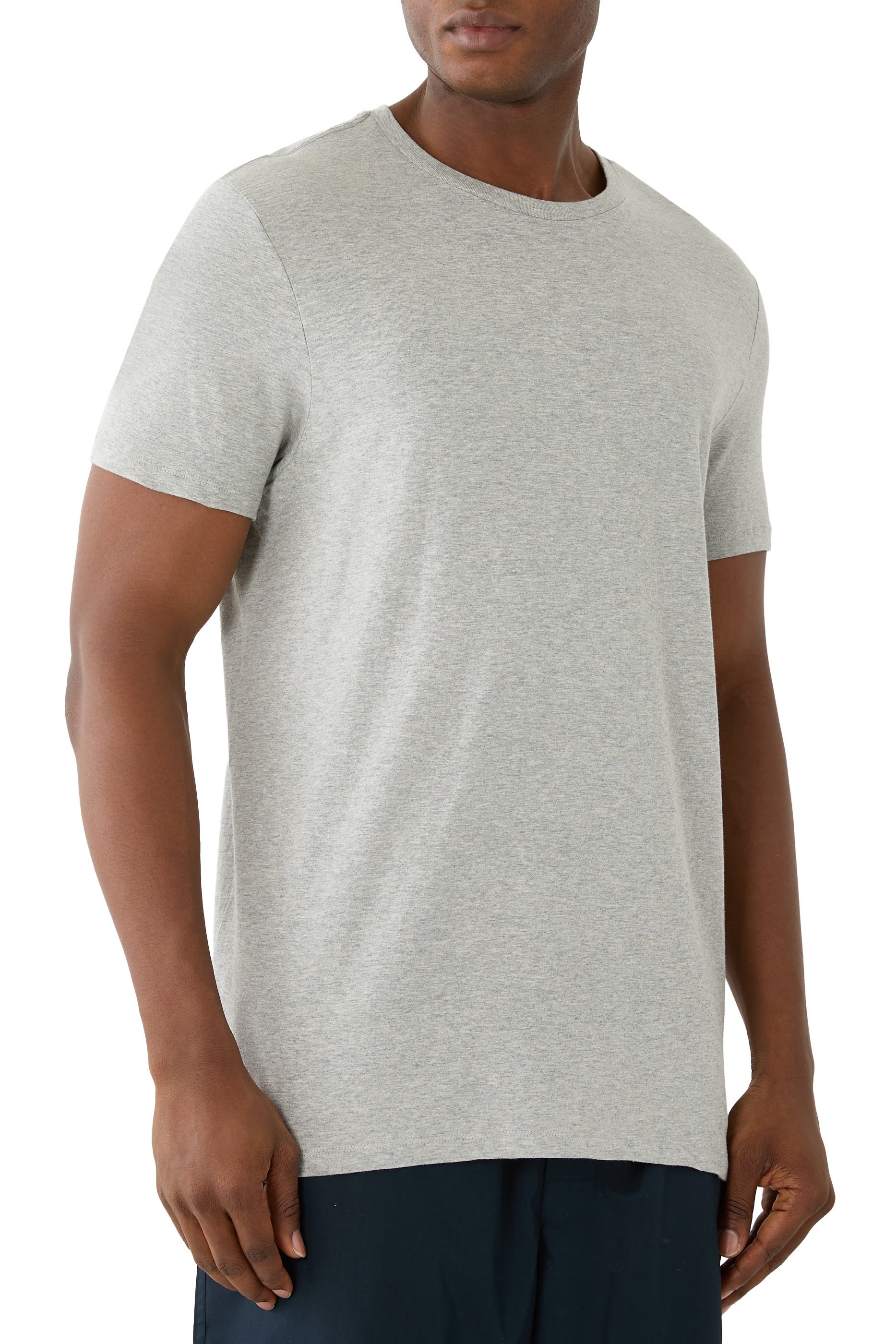 طقم تيشيرت كلاسيكي بياقة ضيقة قطن، 3 قطع