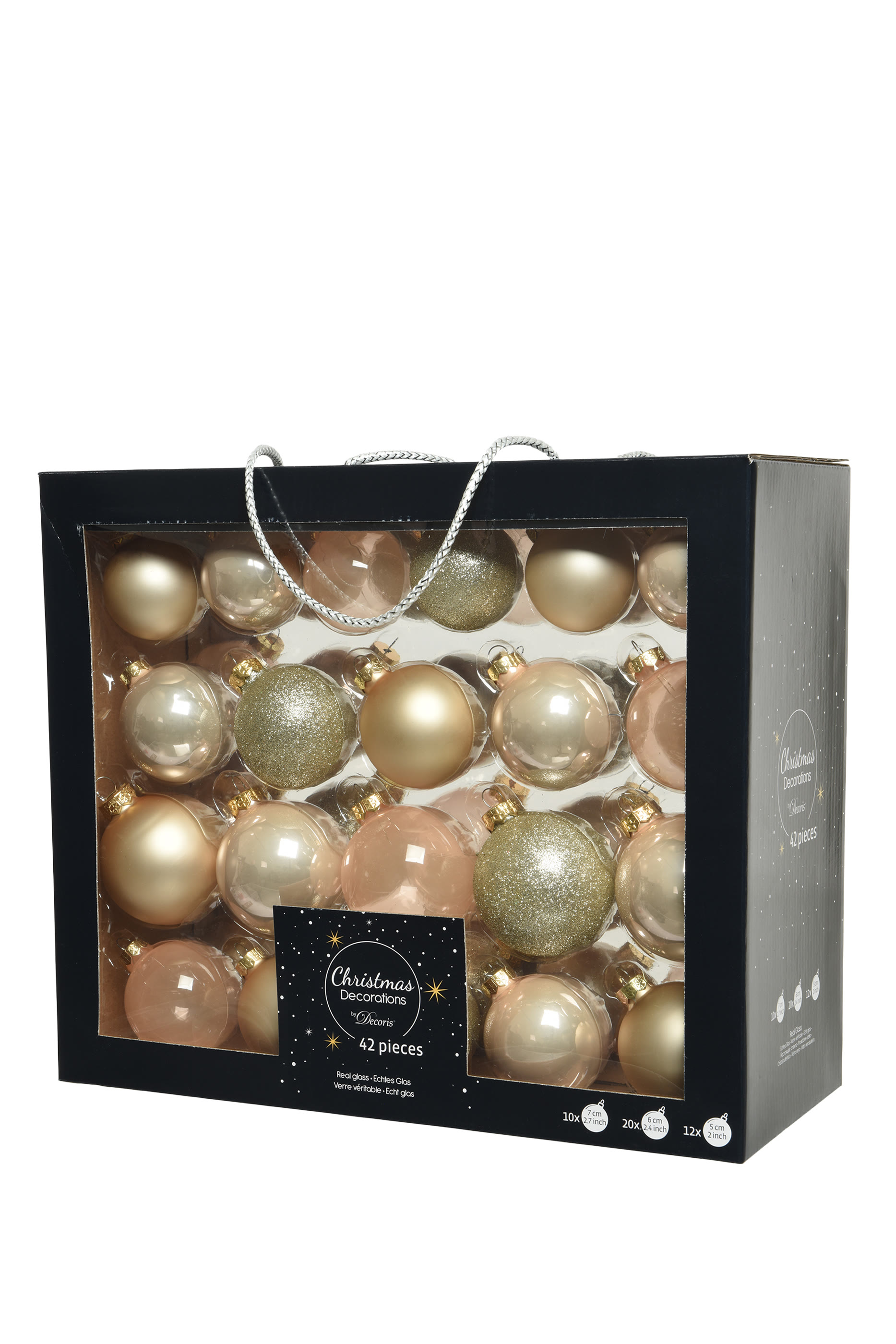 طقم كرات زينة زجاج، 42 قطع